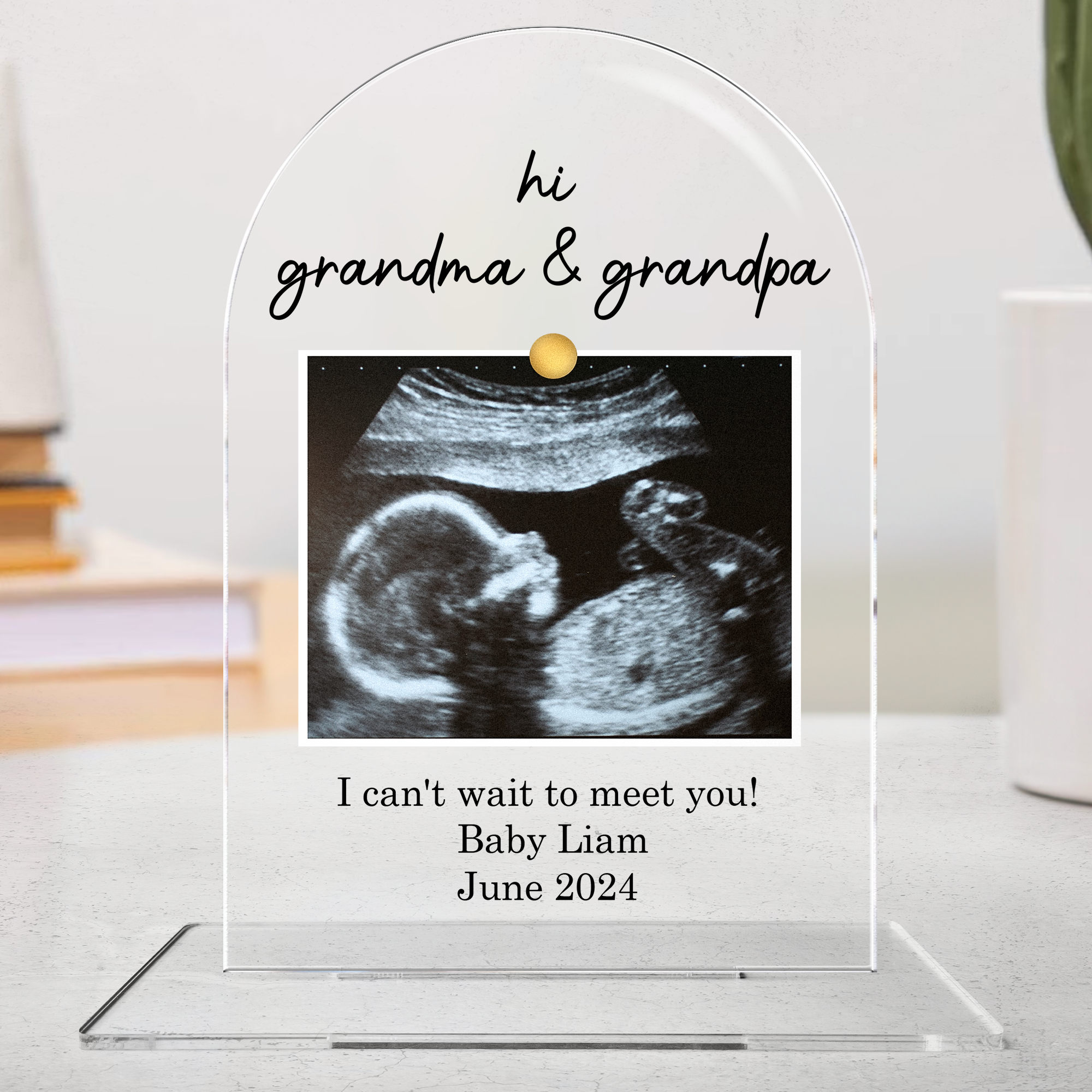 Hi Grandma And Grandpa I Can't Wait To Meet You - Personalized Acrylic Photo Plaque