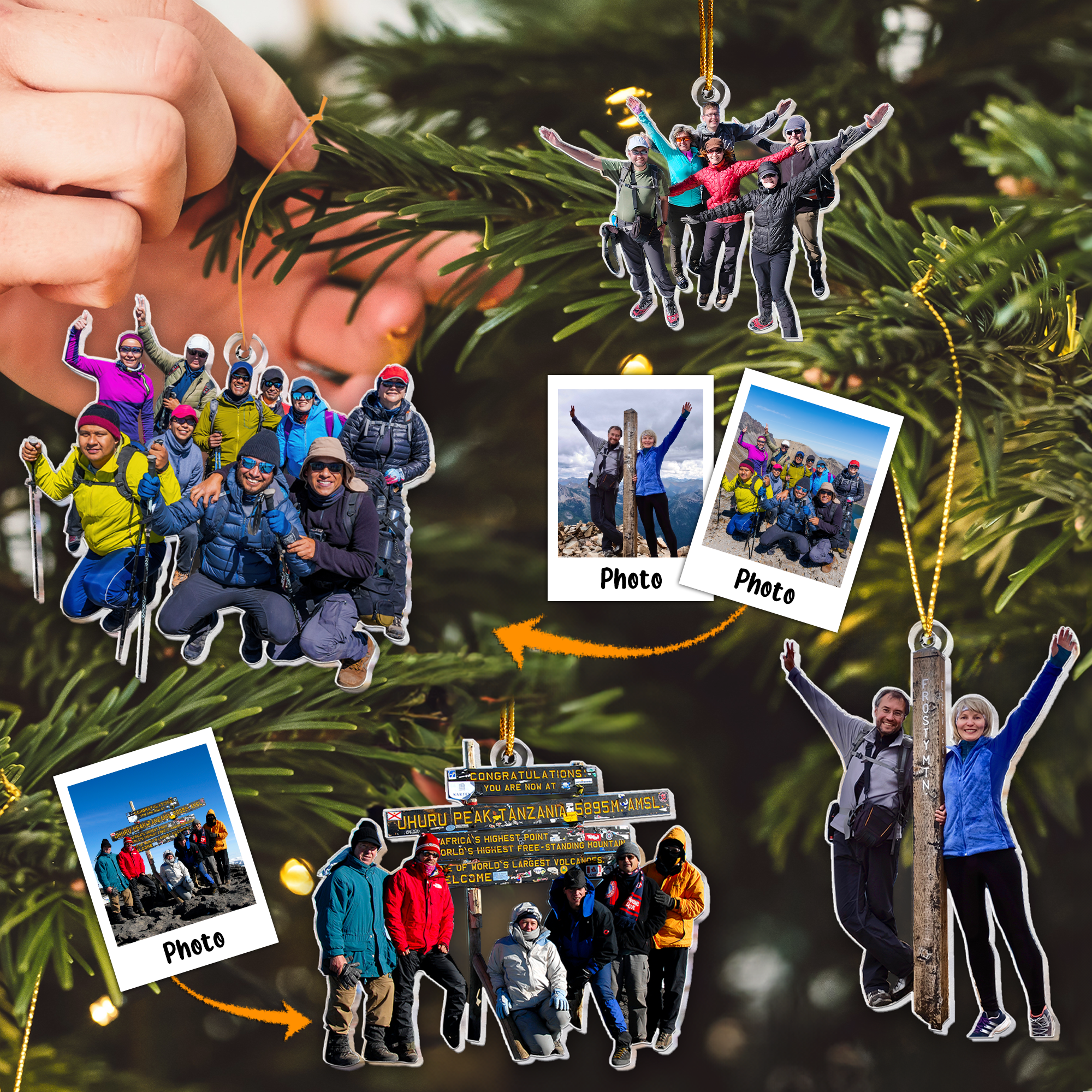 Hiking And Trekking Group Of Friends - Personalized Acrylic Photo Ornament