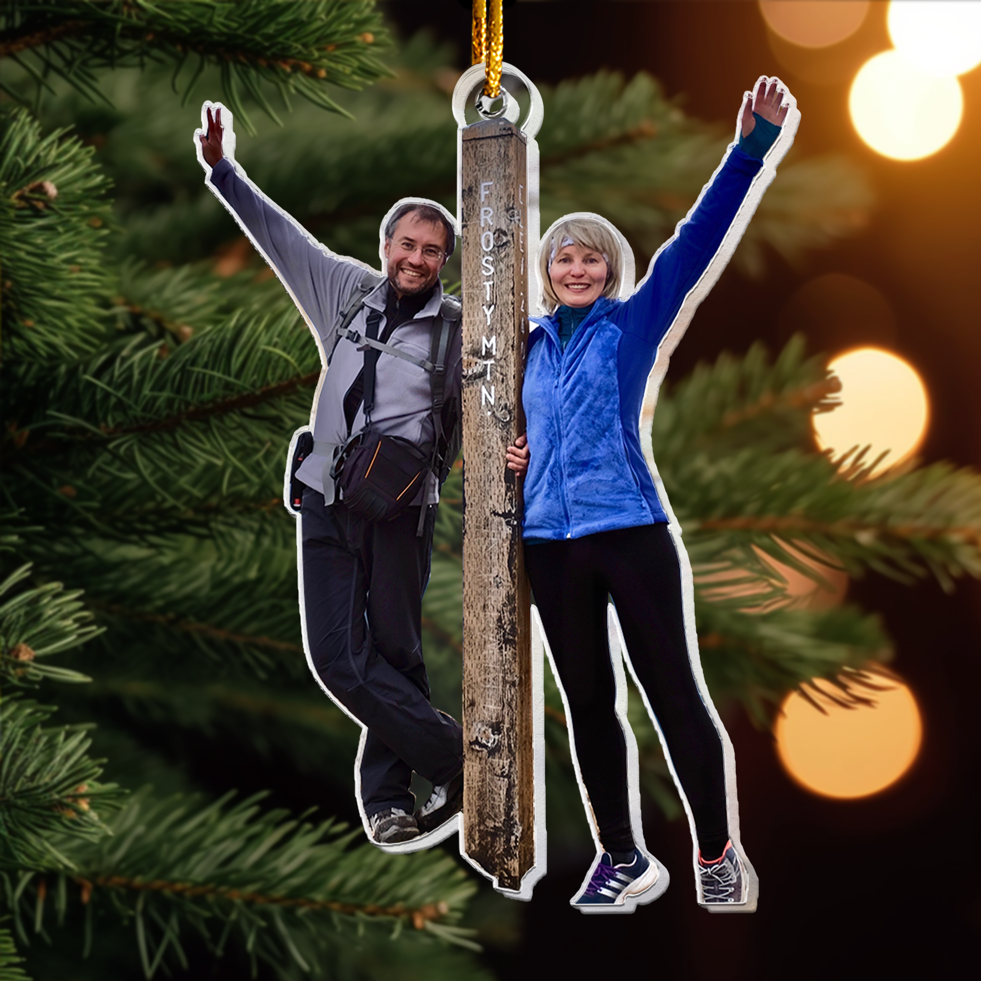 Hiking And Trekking Group Of Friends - Personalized Acrylic Photo Ornament