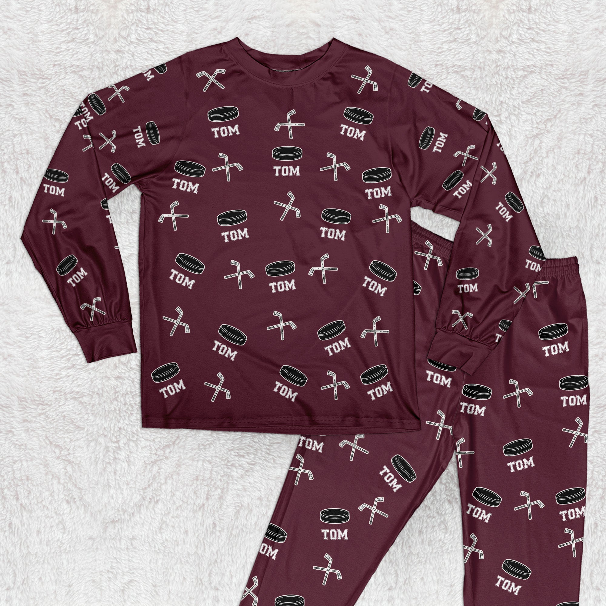 Hockey Custom Name - Personalized Pajamas Set