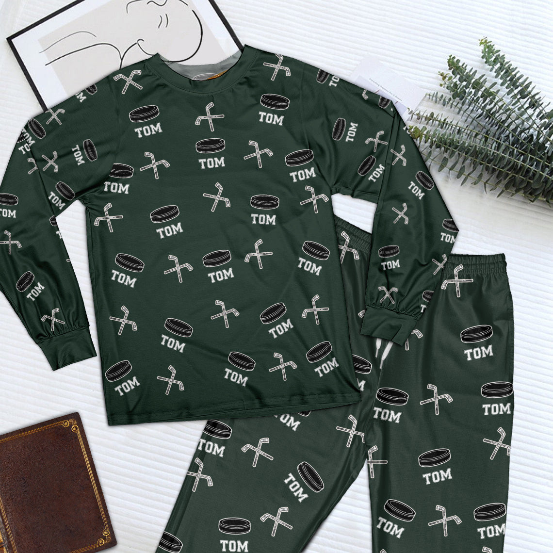 Hockey Custom Name - Personalized Pajamas Set