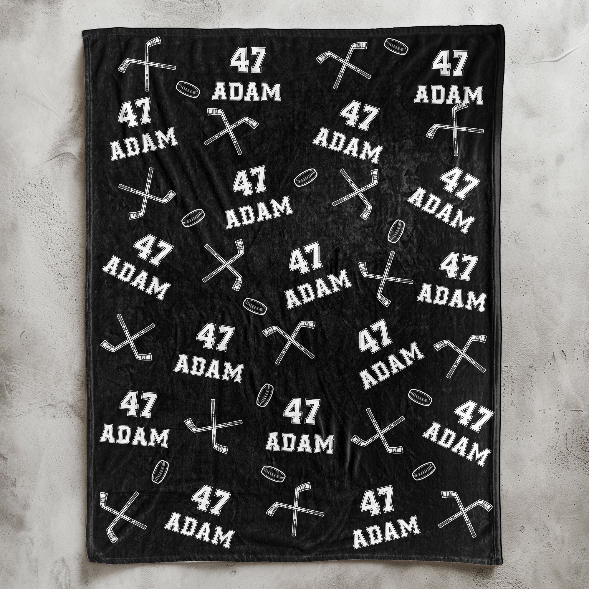 Hockey Custom Name, Number - Personalized Blanket