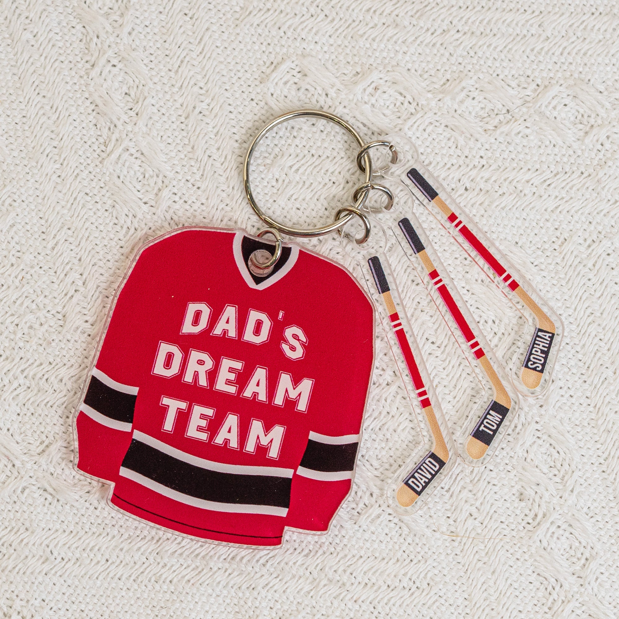 Hockey Dad's Dream Team - Personalized Acrylic Keychain