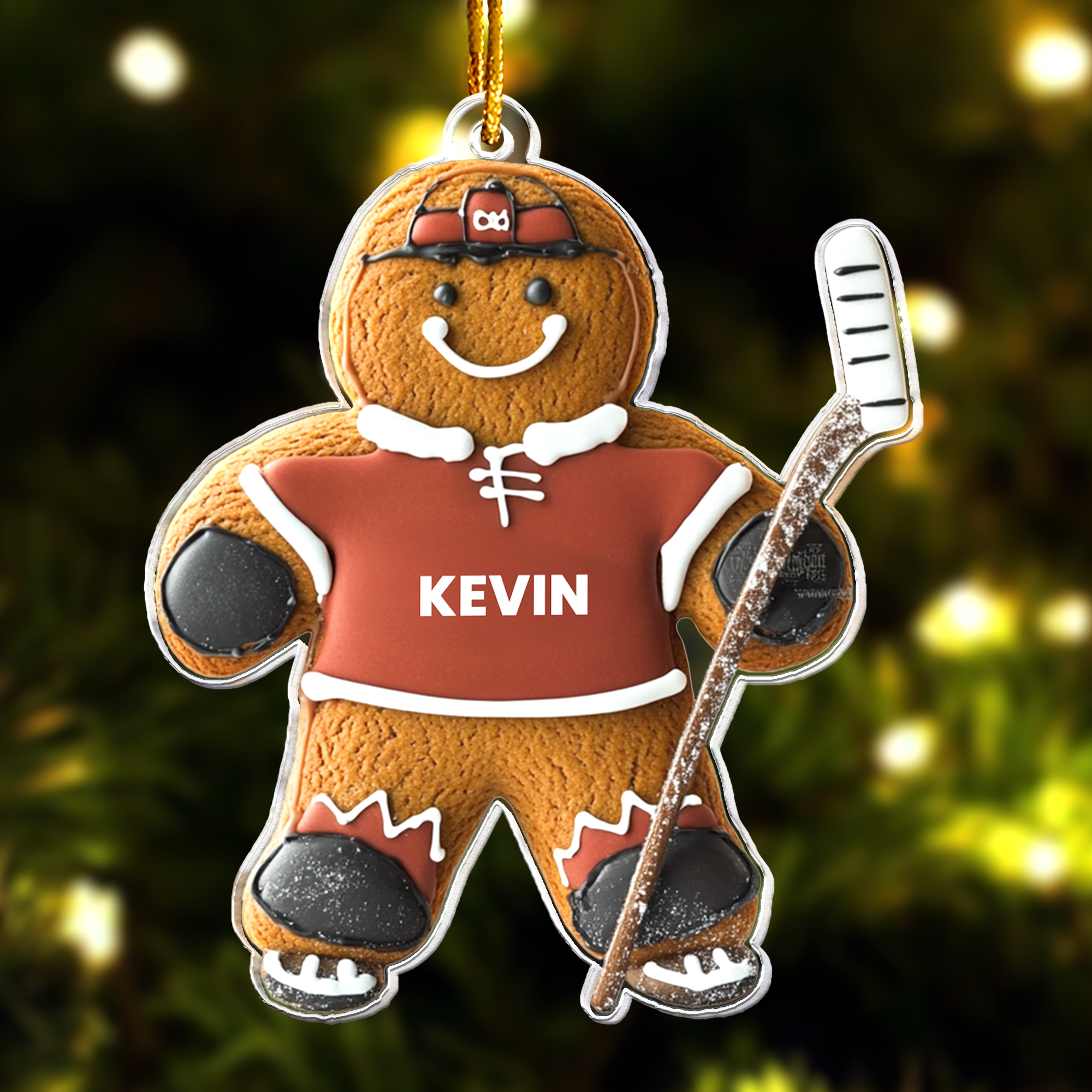 Hockey Gingerbread Christmas Ornament - Gift For Hockey Lovers, Kids - Personalized Acrylic Ornament