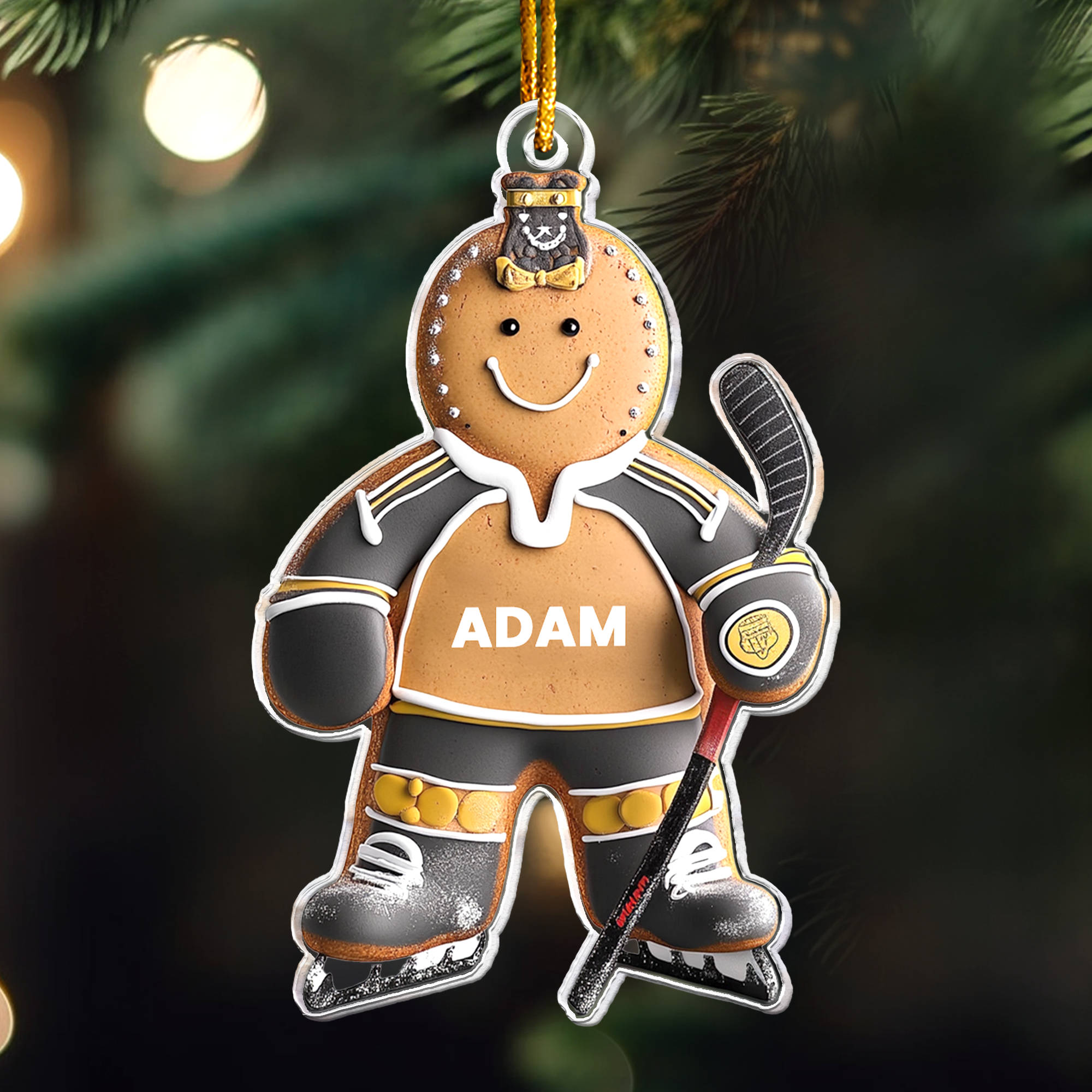 Hockey Gingerbread Christmas Ornament - Gift For Hockey Lovers, Kids - Personalized Acrylic Ornament