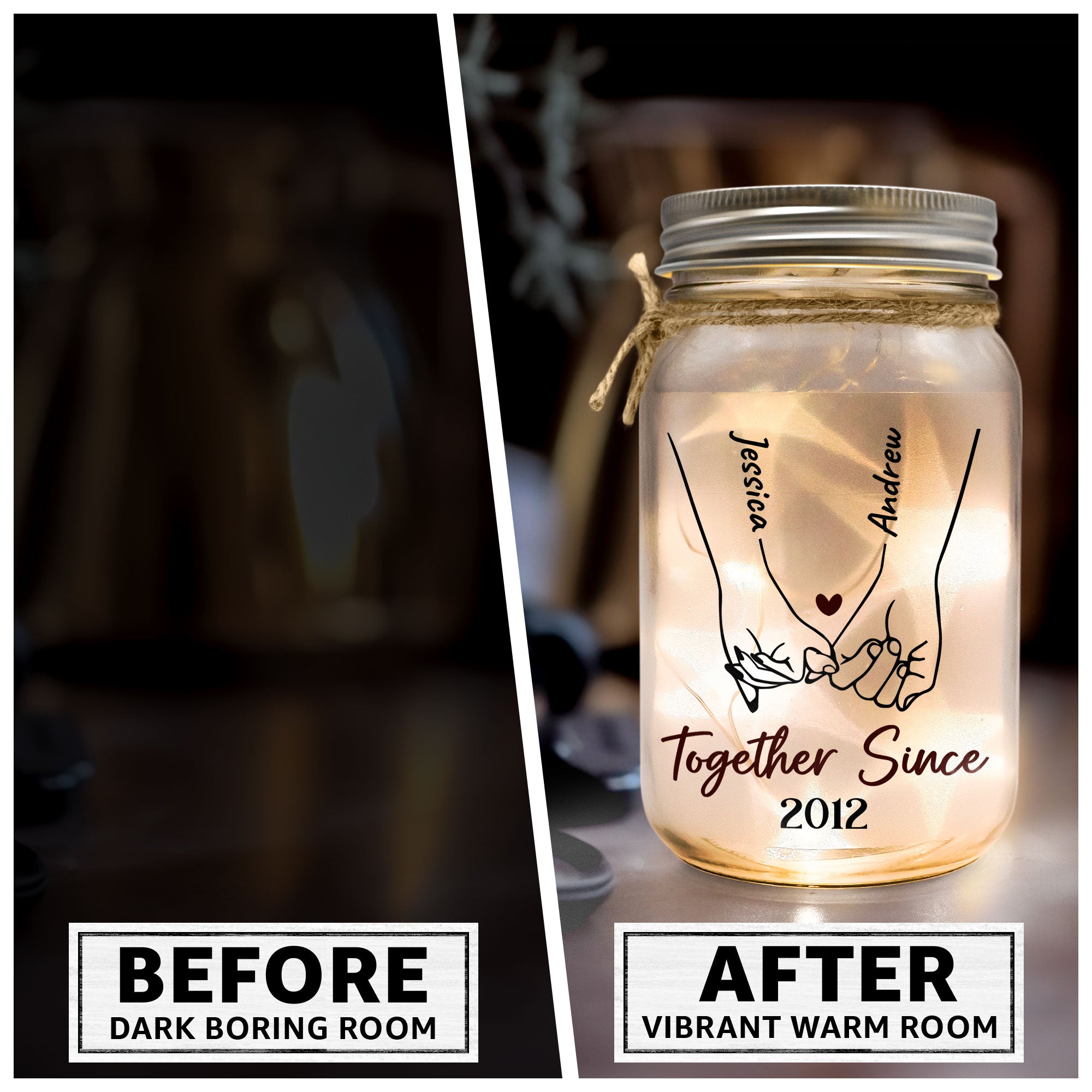 Holding Hand Forever - Personalized Mason Jar Light