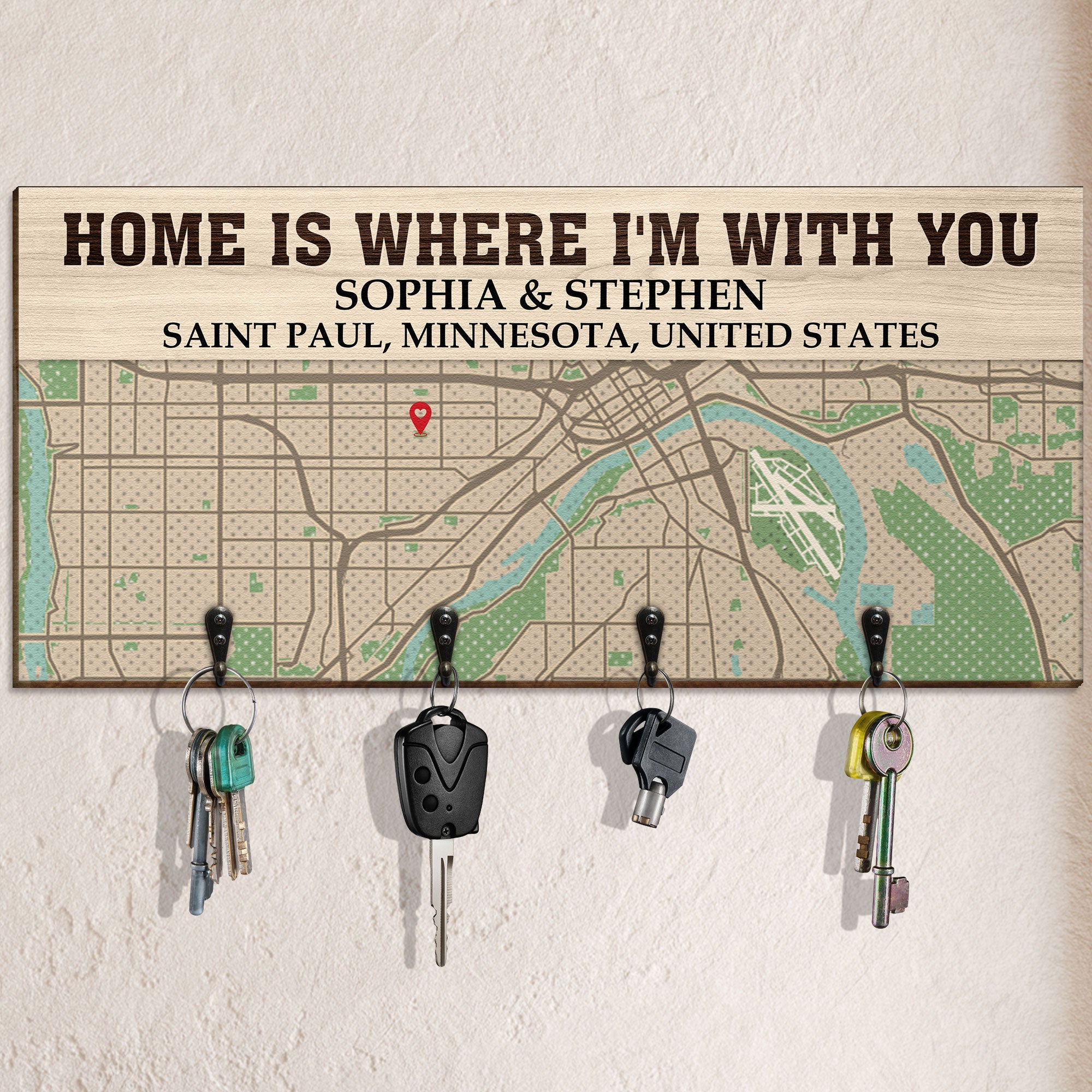 Home Is Where I'm With You - Personalized Custom Key Holder