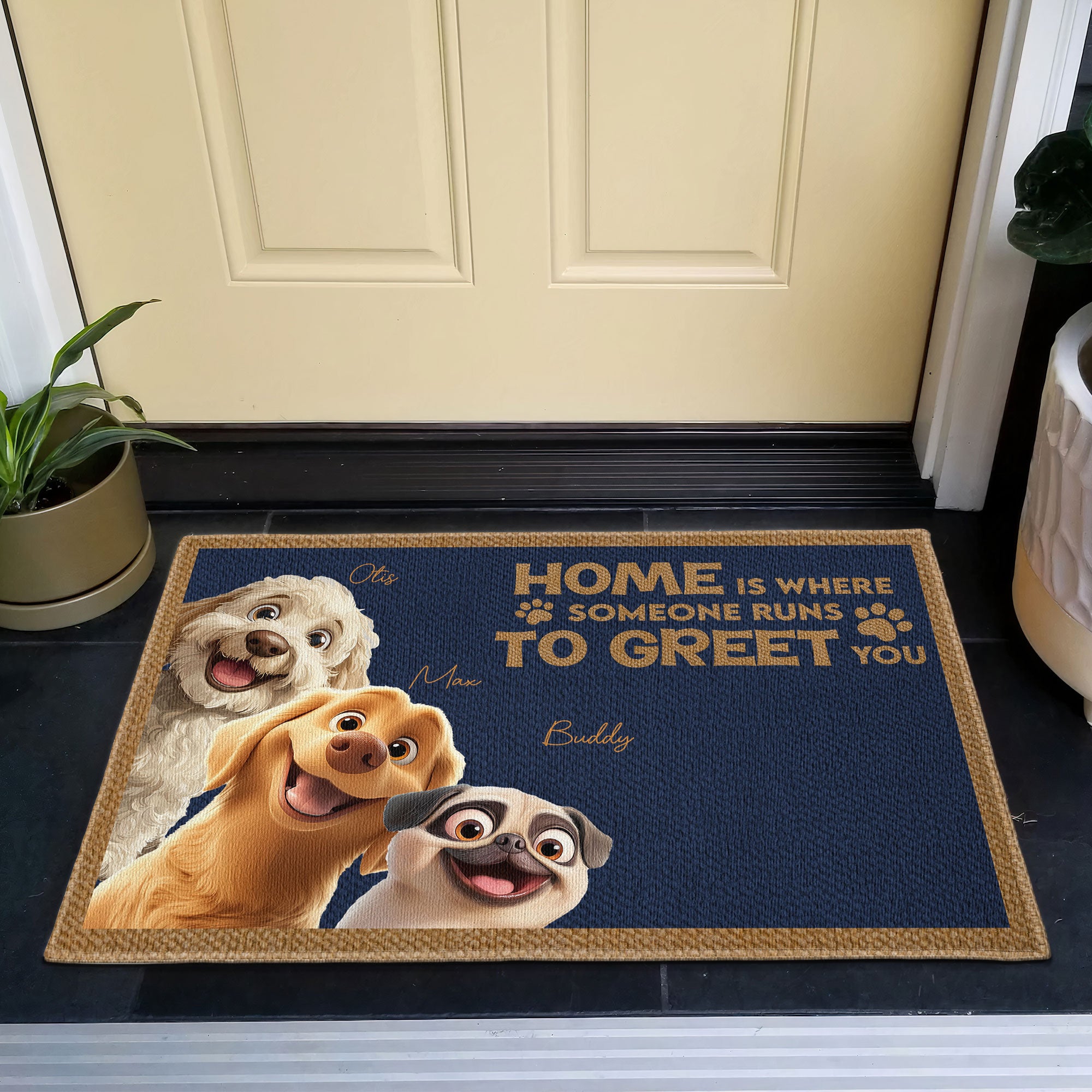 Home Is Where Someone Runs To Greet You - Personalized Doormat