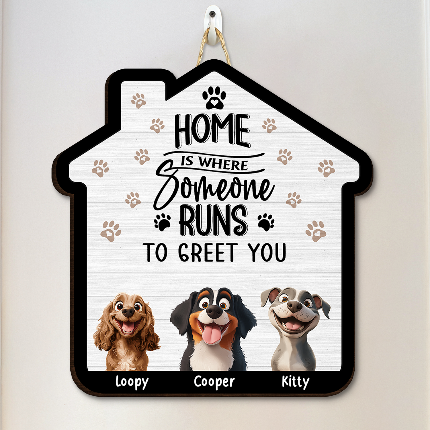 Home Is Where Someone Runs To Greet You - Personalized Wood Sign