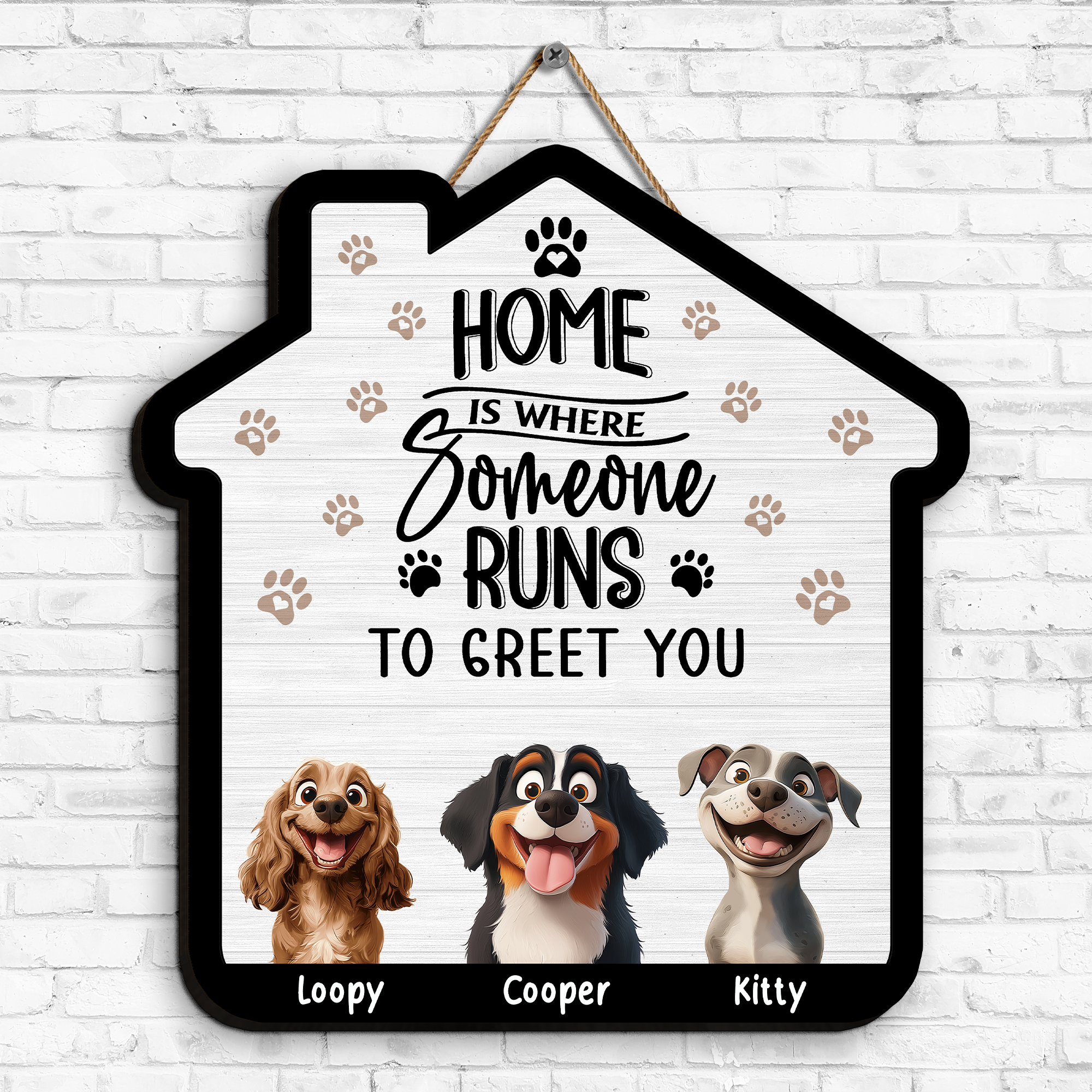 Home Is Where Someone Runs To Greet You - Personalized Wood Sign