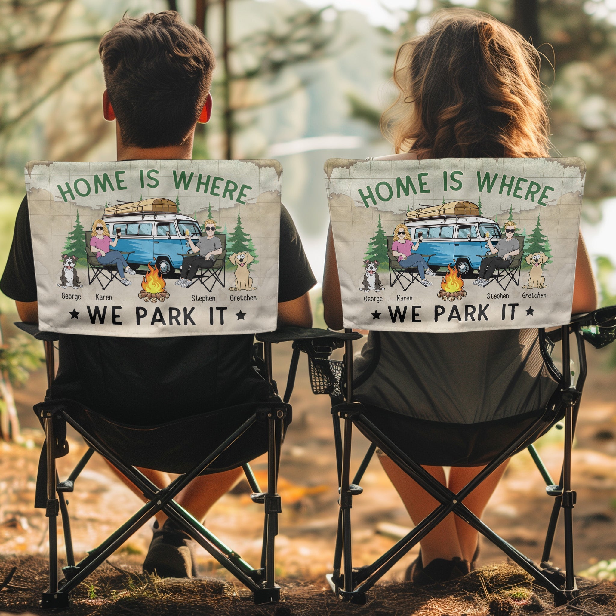 Home Is Where We Park It - Personalized Folding Chair Cover