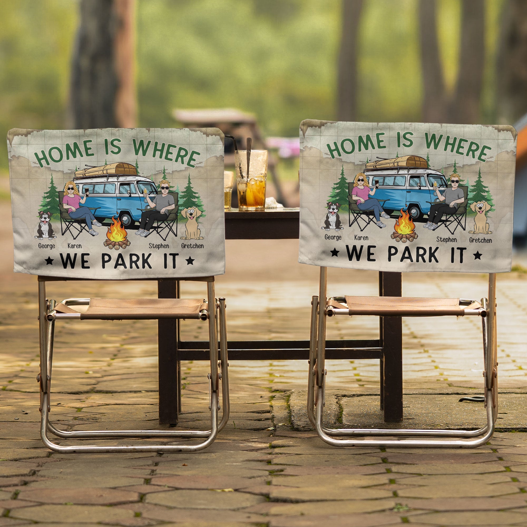 Home Is Where We Park It - Personalized Folding Chair Cover