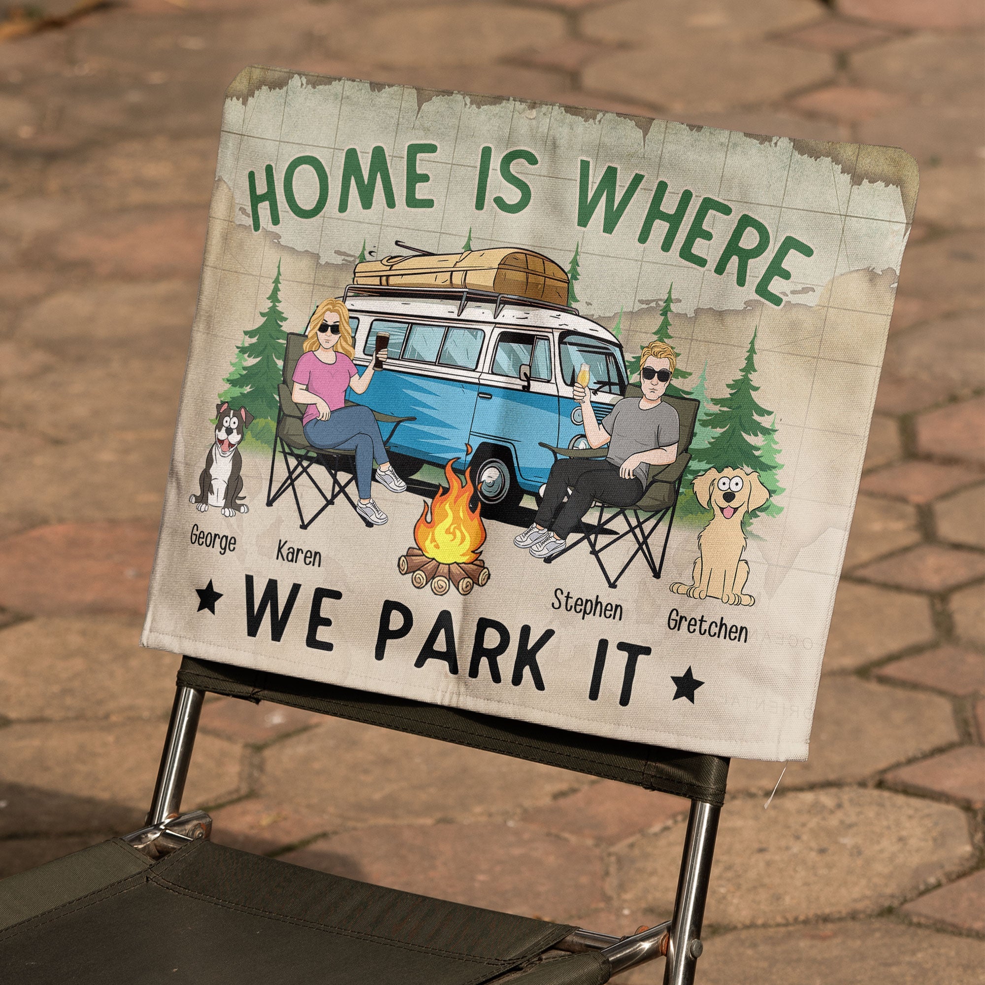 Home Is Where We Park It - Personalized Folding Chair Cover