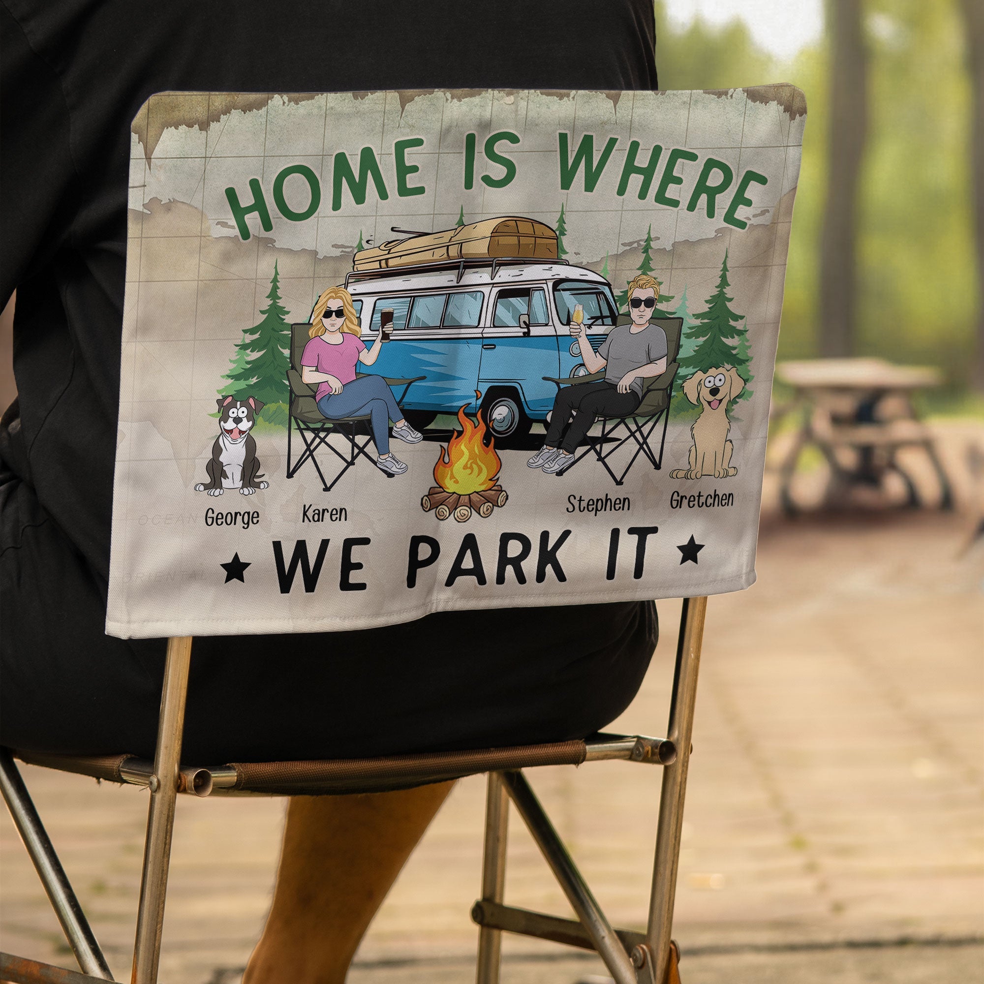 Home Is Where We Park It - Personalized Folding Chair Cover