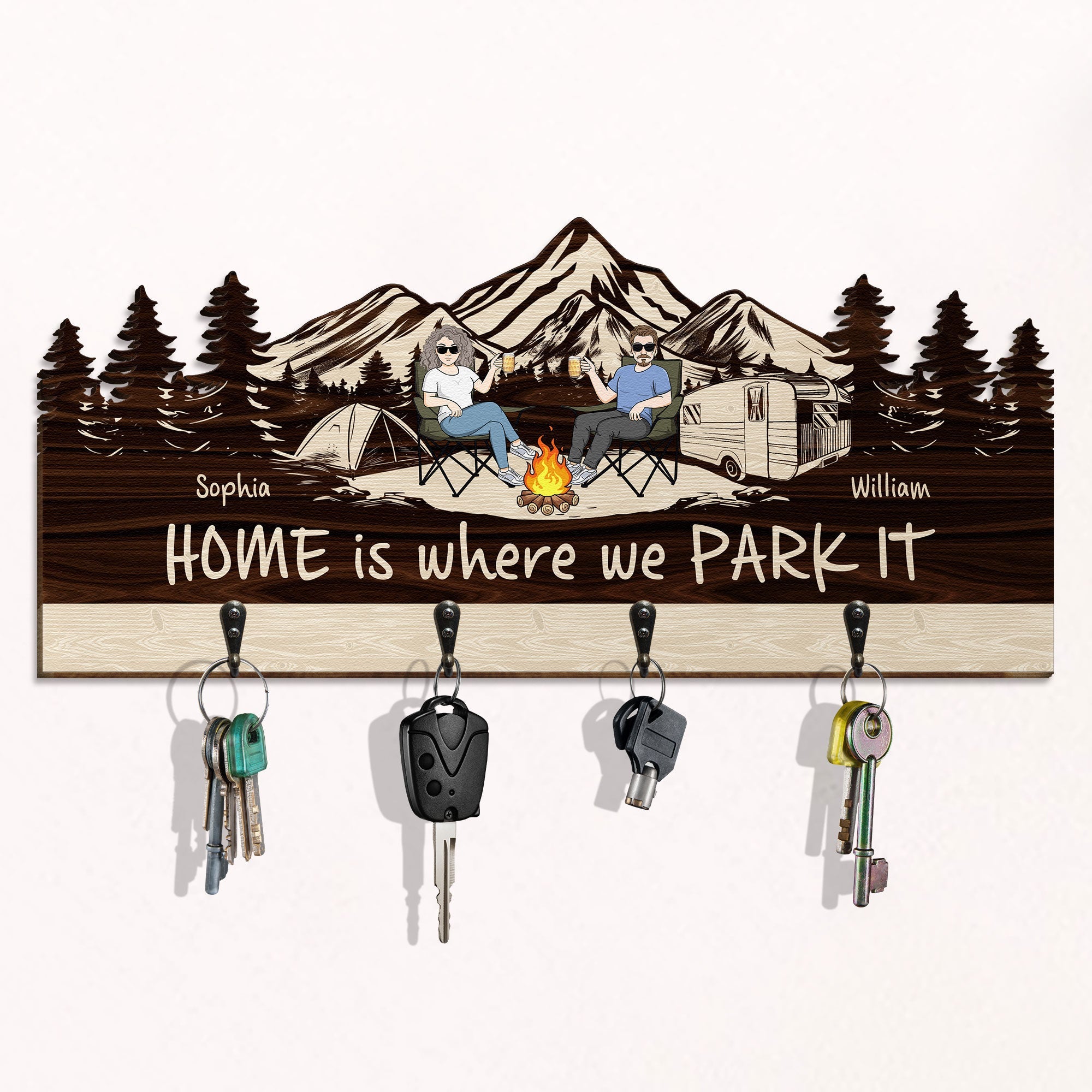 Home Is Where We Park It - Personalized Custom Key Holder