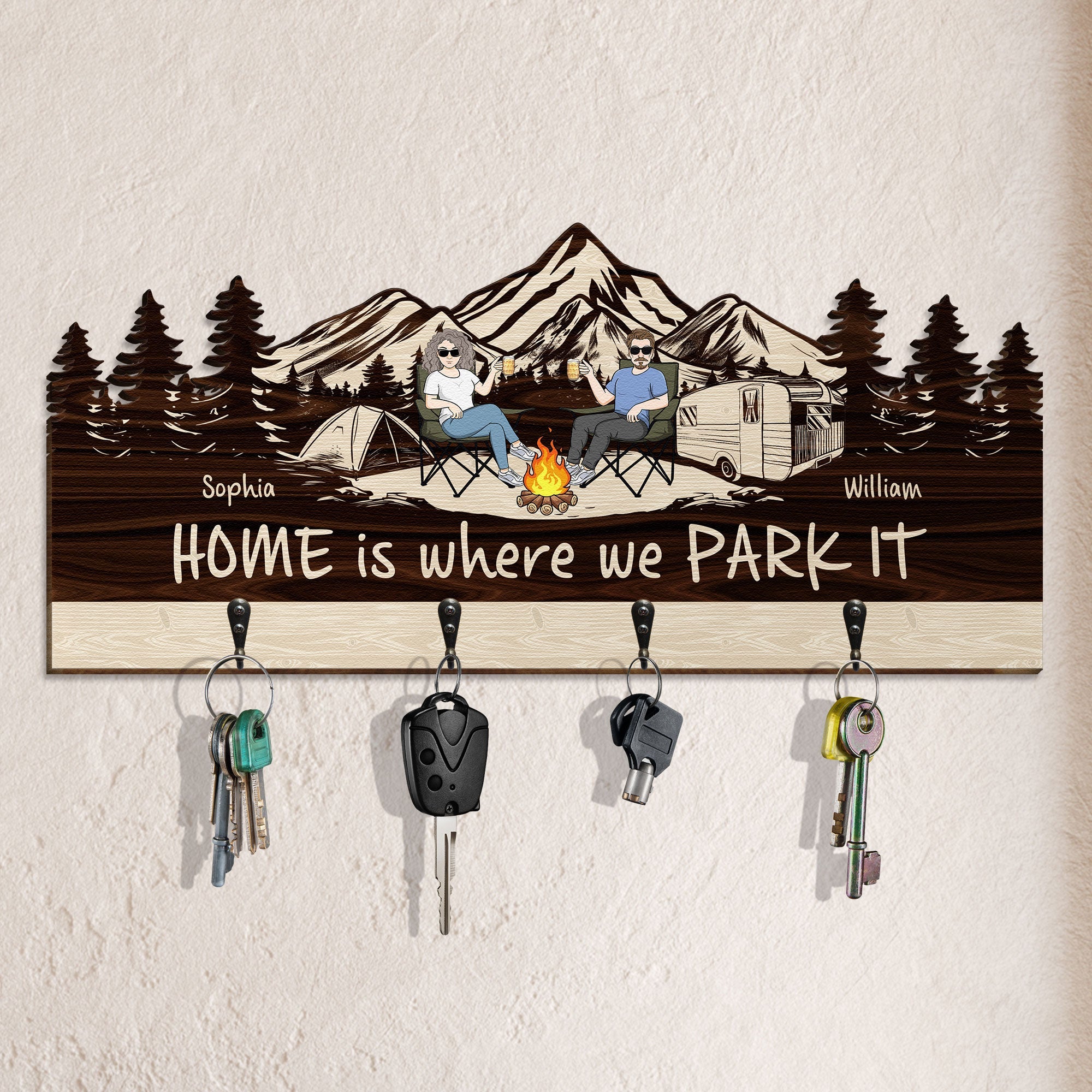 Home Is Where We Park It - Personalized Custom Key Holder