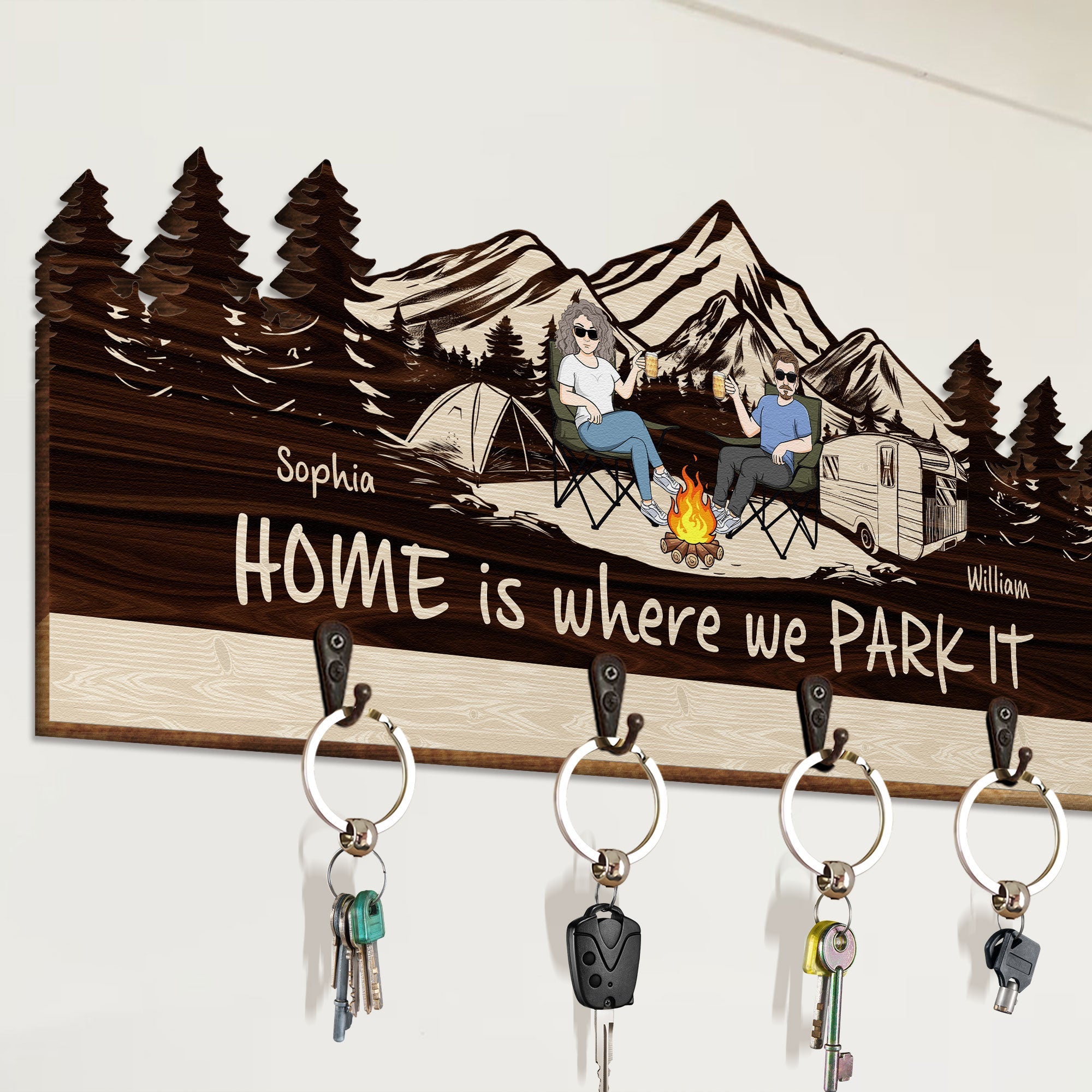 Home Is Where We Park It - Personalized Custom Key Holder