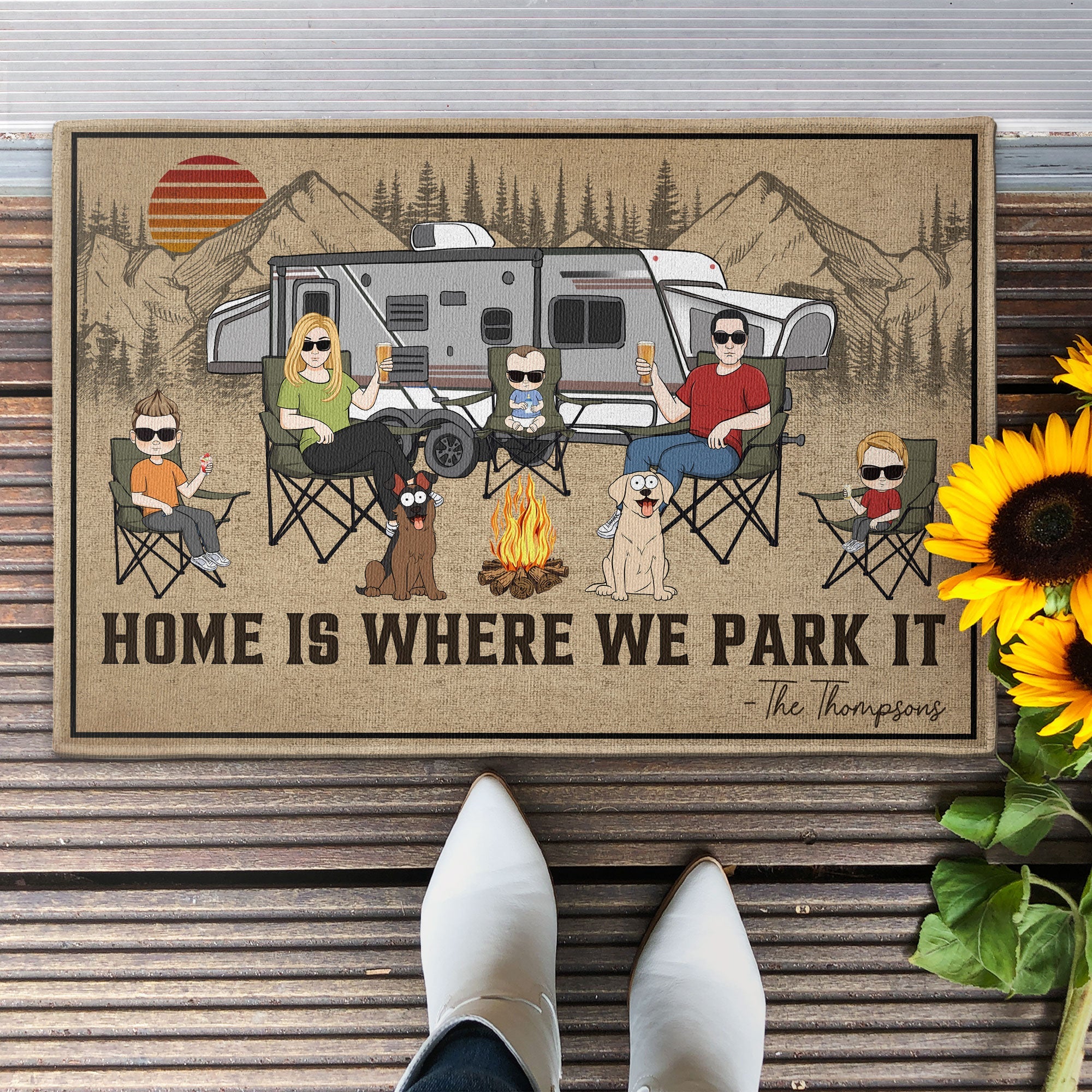 Home Is Where We Park It - Personalized Doormat