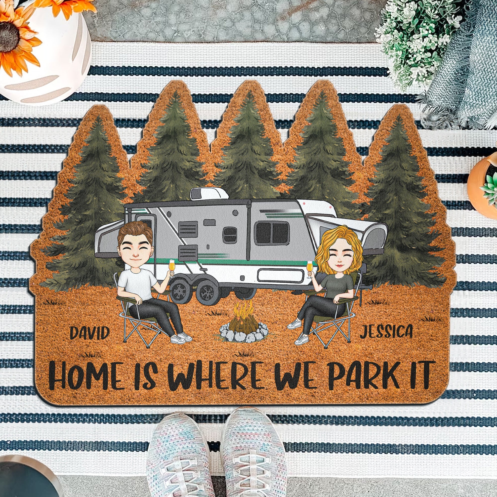 Home Is Where We Park It - Personalized Doormat