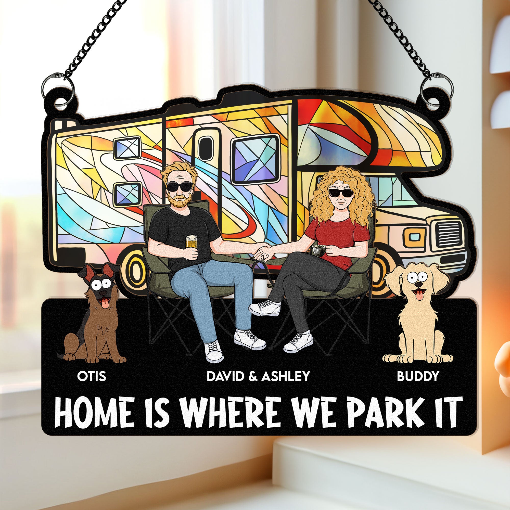 Home Is Where We Park It - Personalized Window Hanging Suncatcher Ornament