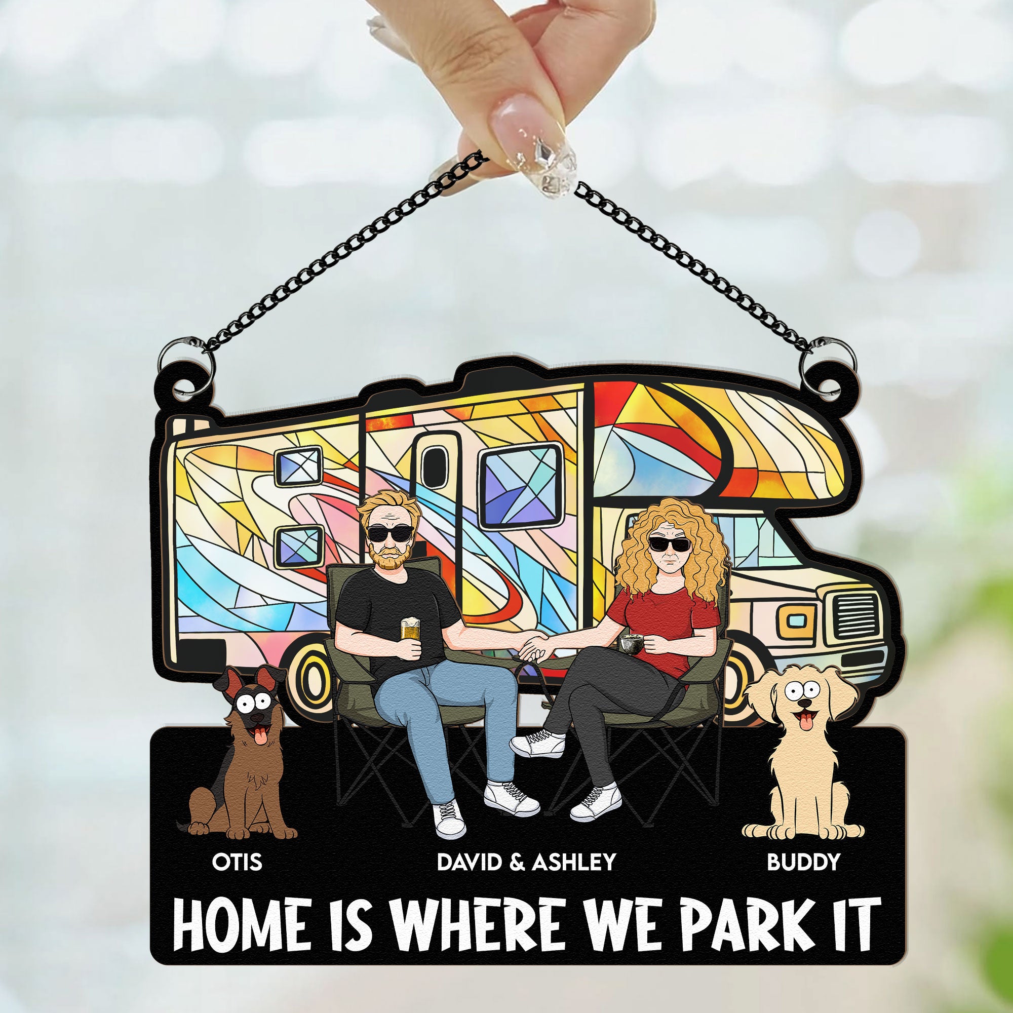 Home Is Where We Park It - Personalized Window Hanging Suncatcher Ornament