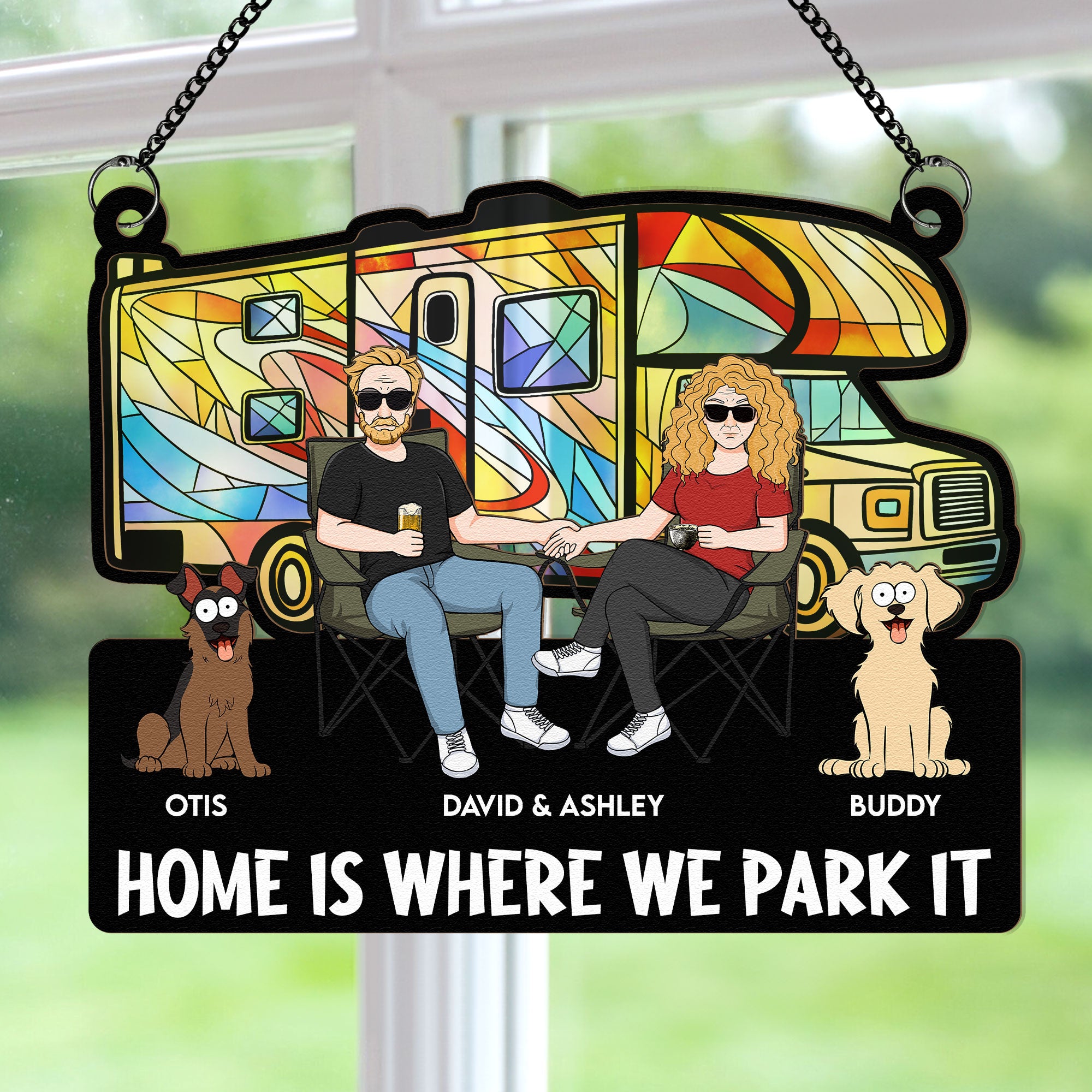 Home Is Where We Park It - Personalized Window Hanging Suncatcher Ornament