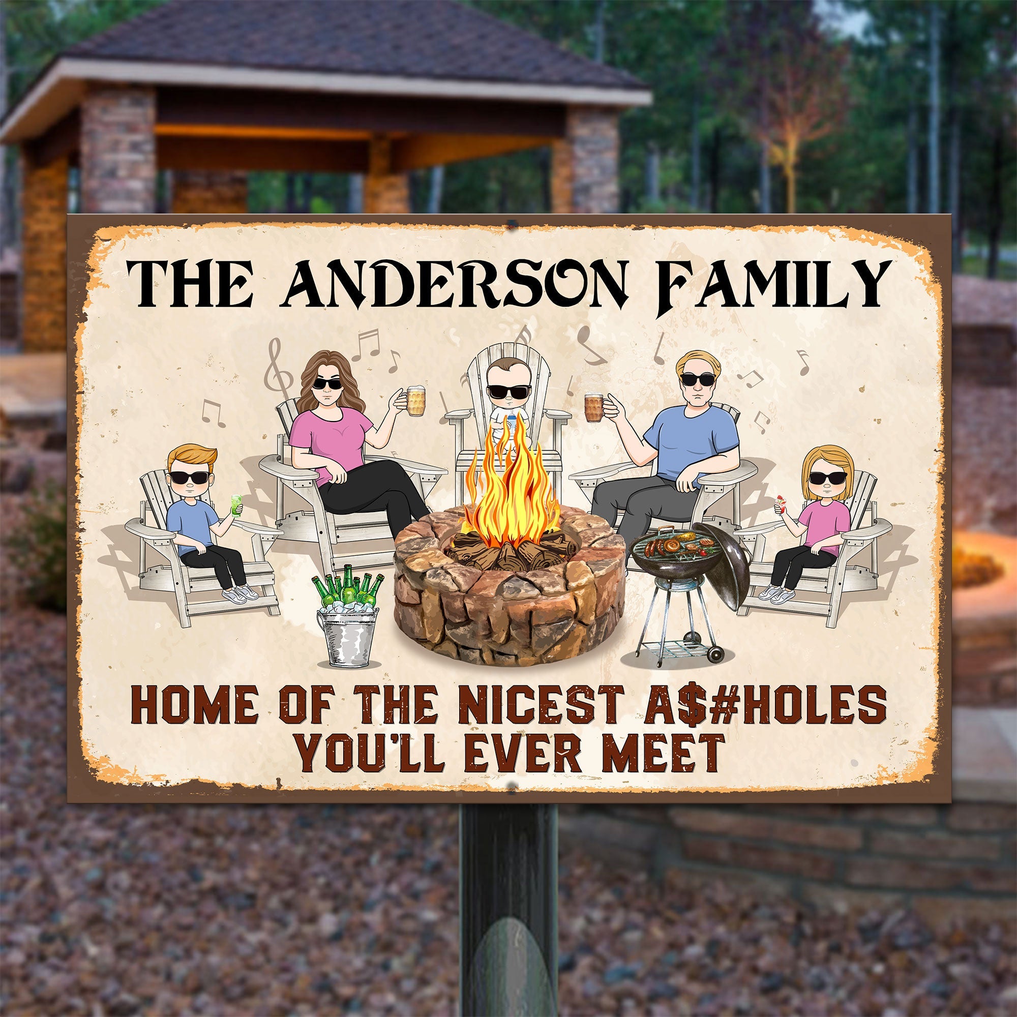 Home Of The Nicest Assholes - Personalized Metal Sign - Birthday, Summertime Decor, Housewarming Gift For Family, Friends