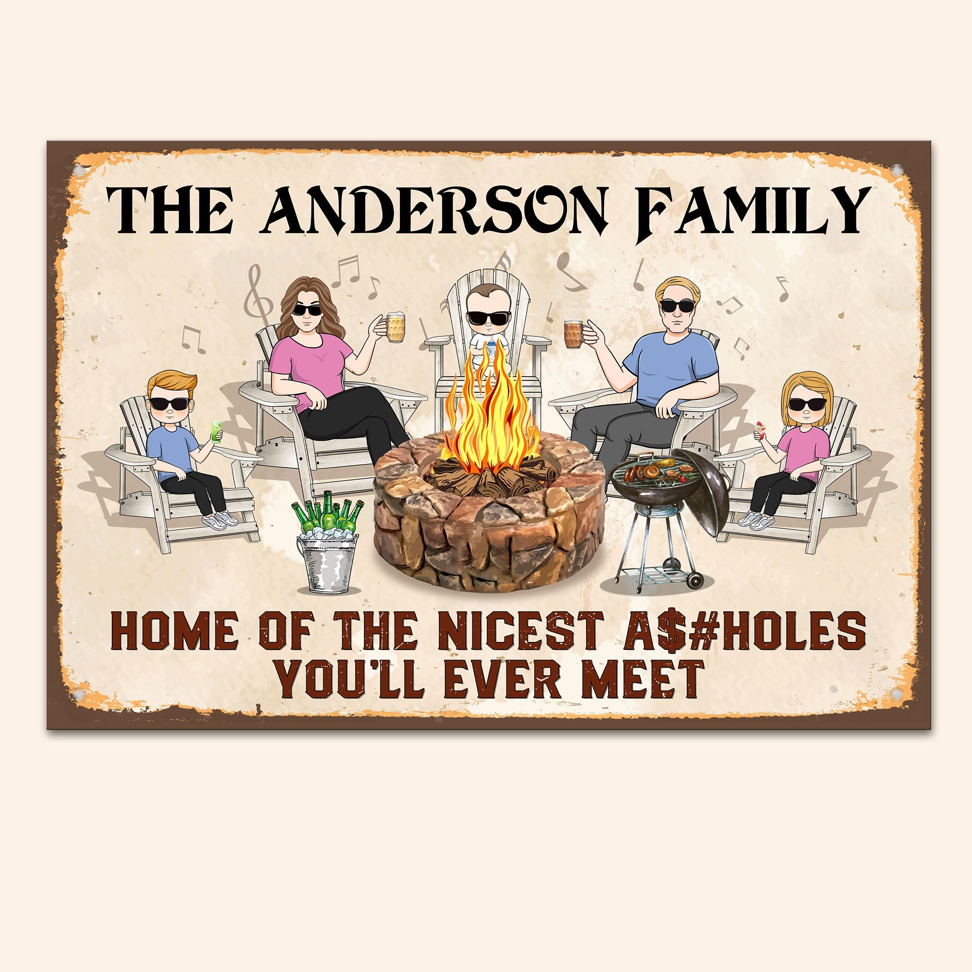 Home Of The Nicest Assholes - Personalized Metal Sign - Birthday, Summertime Decor, Housewarming Gift For Family, Friends