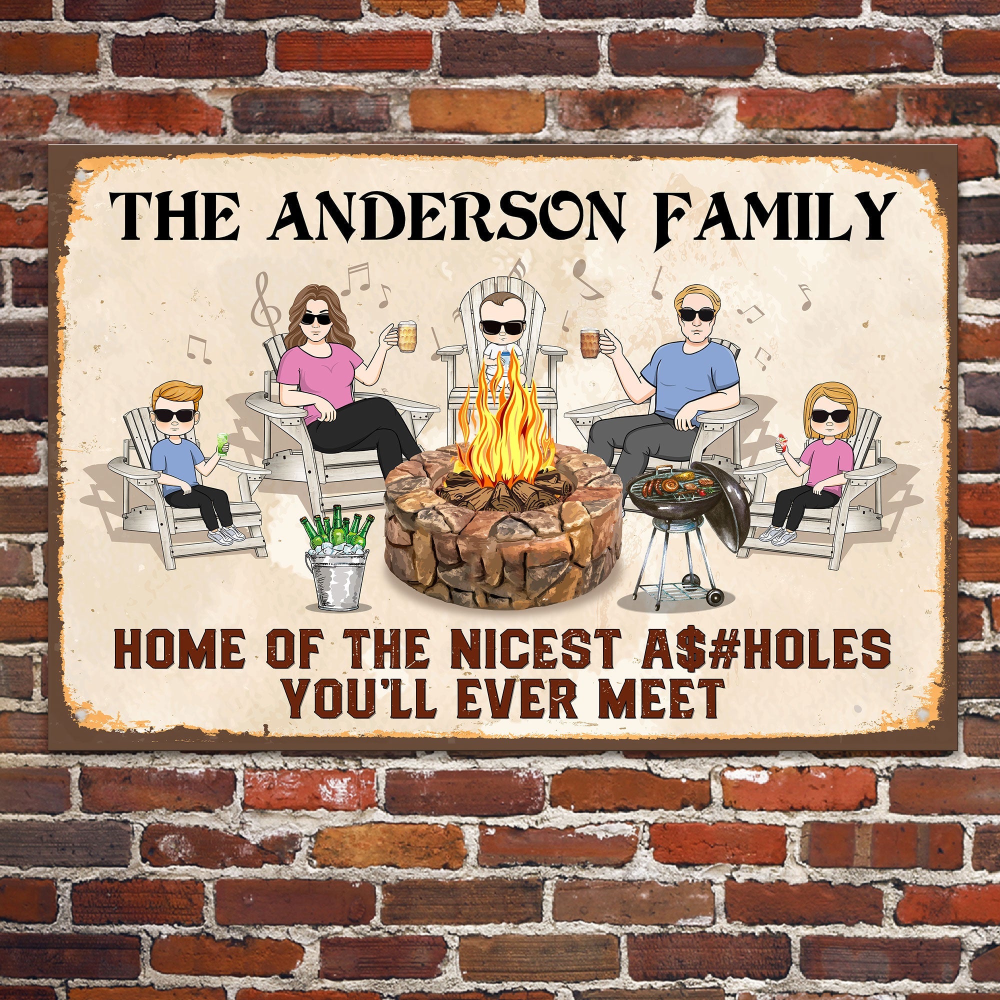 Home Of The Nicest Assholes - Personalized Metal Sign - Birthday, Summertime Decor, Housewarming Gift For Family, Friends