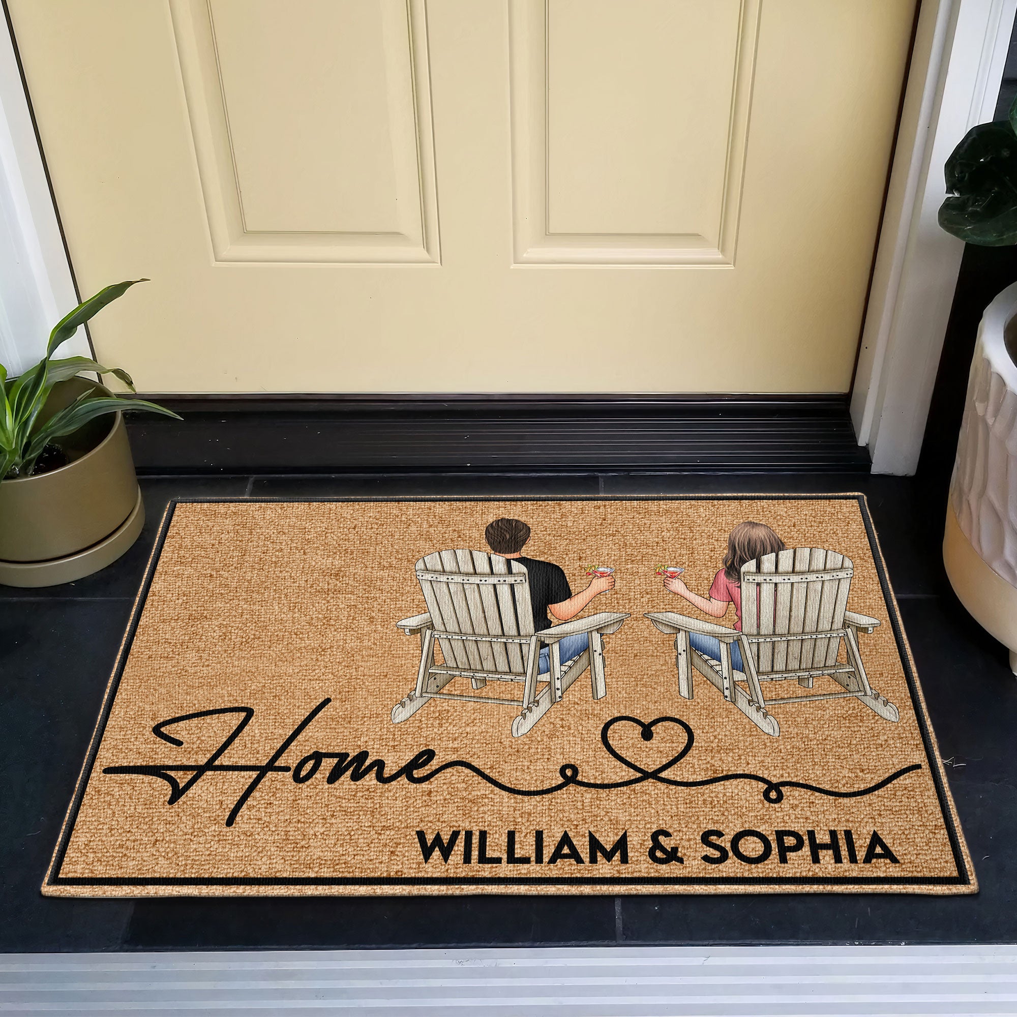 Home - Sitting Together - Personalized Doormat