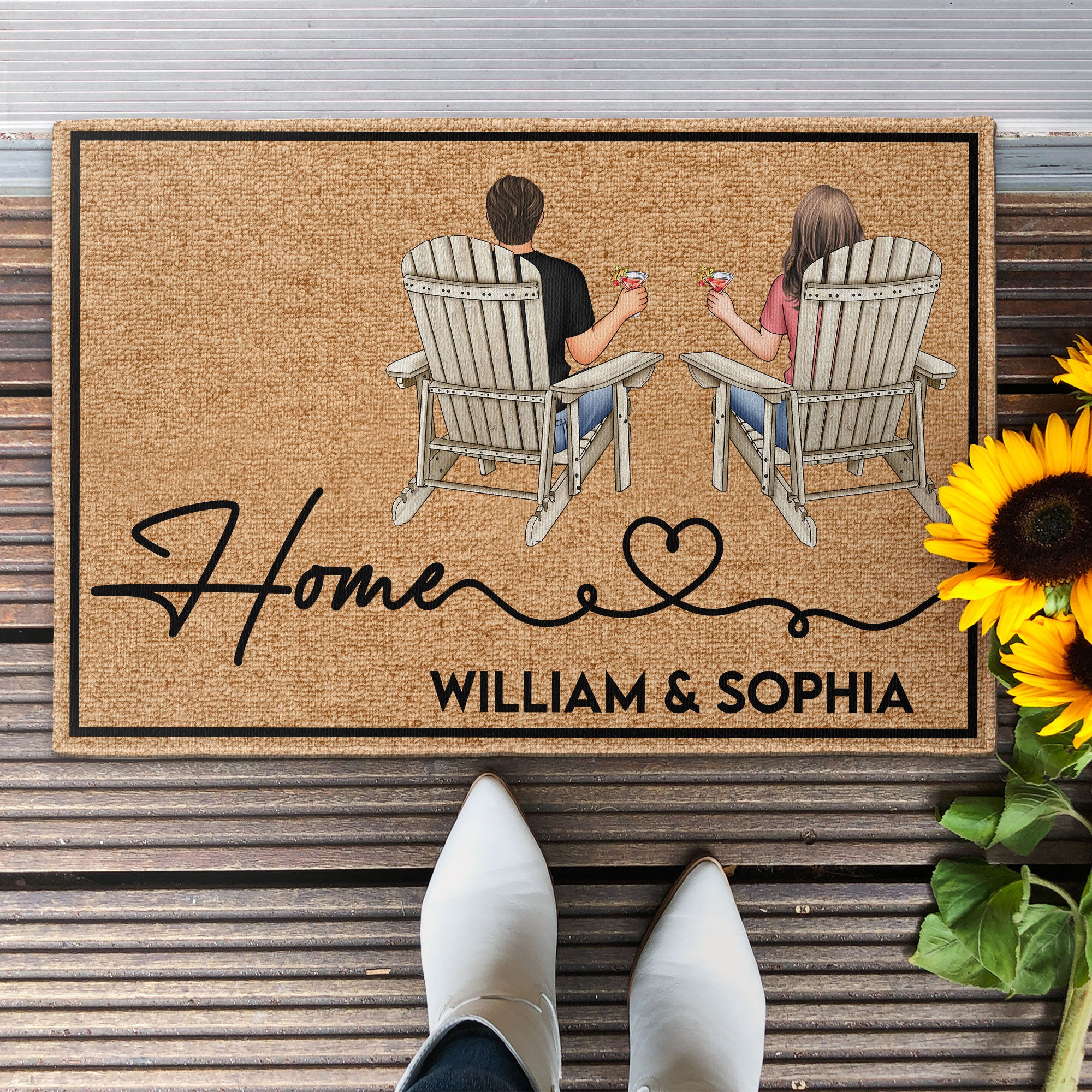 Home - Sitting Together - Personalized Doormat