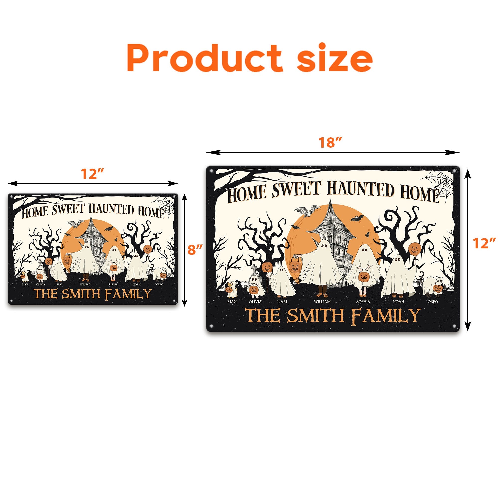 Home Sweet Haunted Home - Personalized Metal Sign - Halloween Gift For Family, Ghost family - Porch Decoration, Halloween Decor