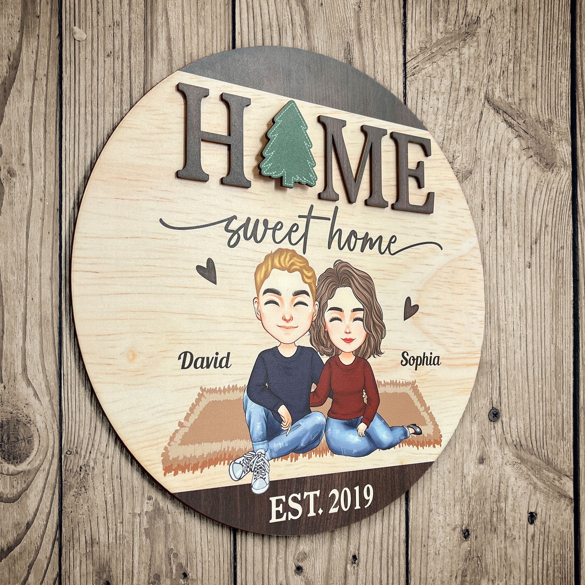 Home Sweet Home - Personalized Wood Sign With 12 Interchangeable Pieces