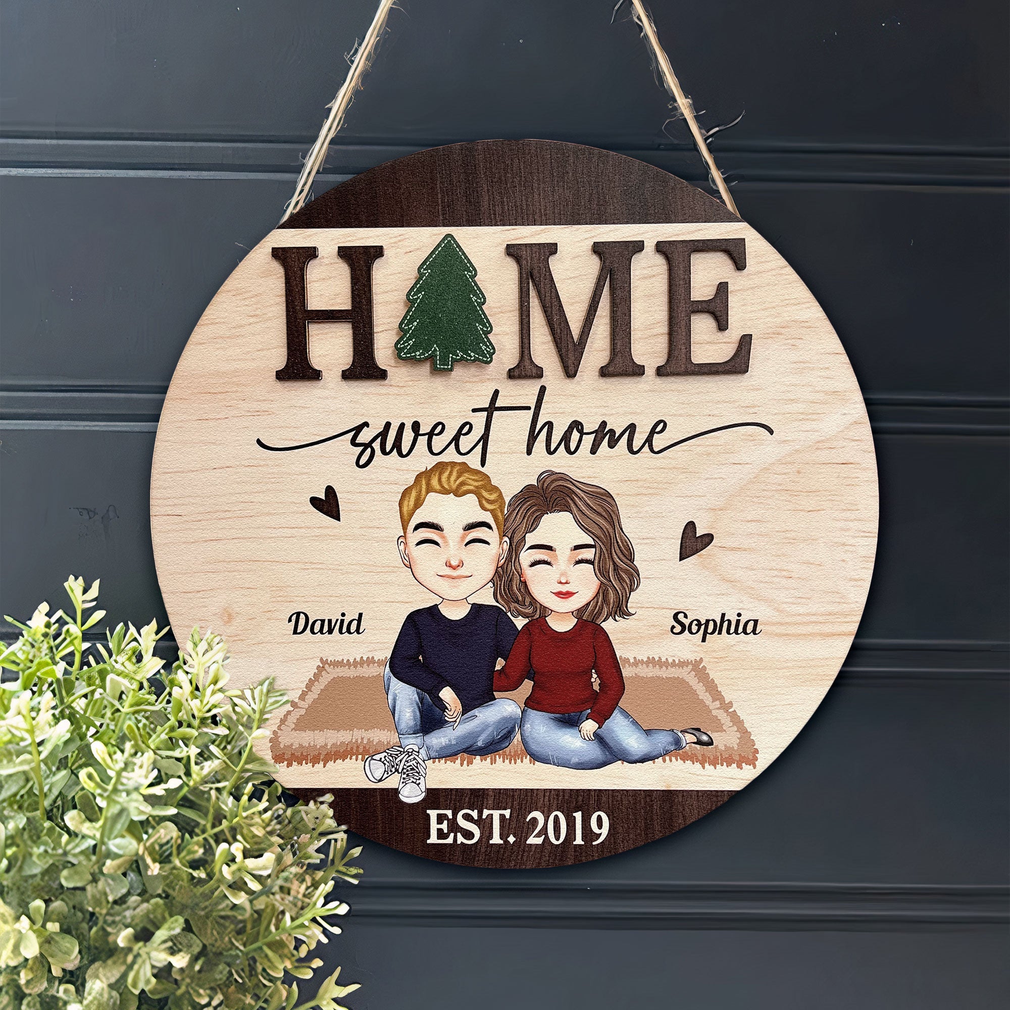 Home Sweet Home - Personalized Wood Sign With 12 Interchangeable Pieces