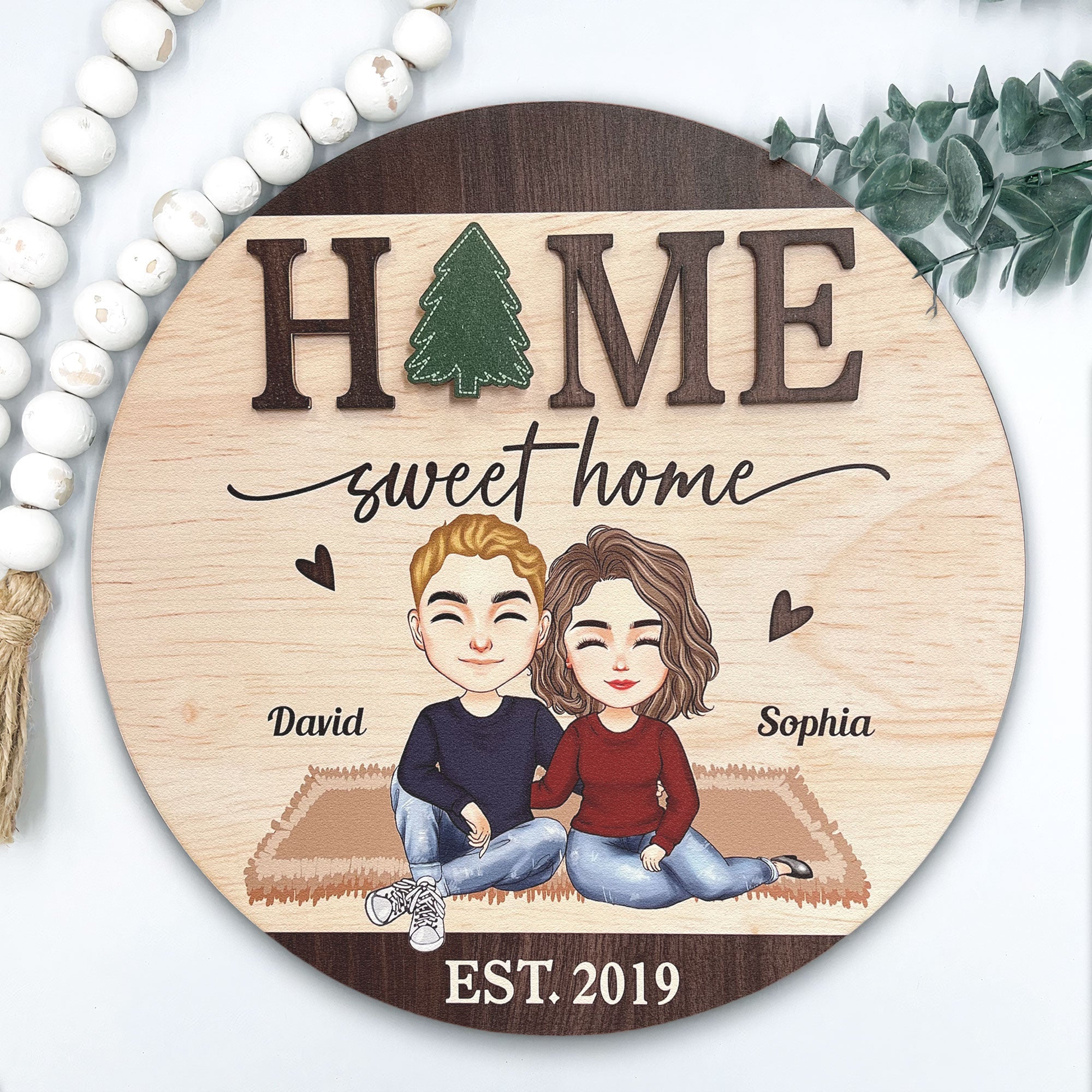 Home Sweet Home - Personalized Wood Sign With 12 Interchangeable Pieces