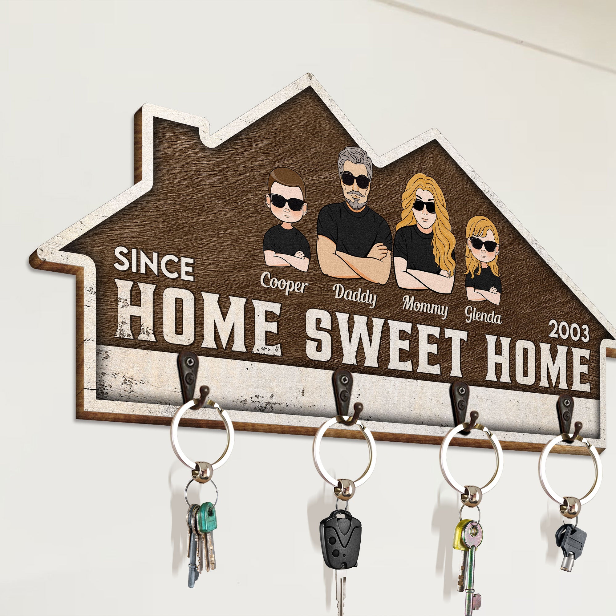 Home Sweet Home - Personalized Custom Key Holder - Ver 2