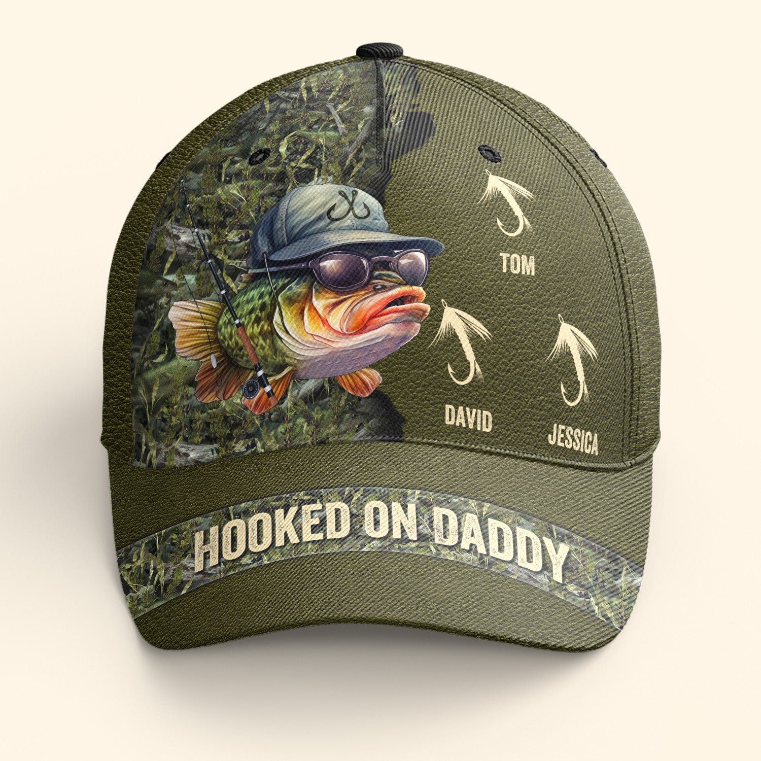 Hooked On Dad Grandpa Papa Daddy - Personalized Classic Cap