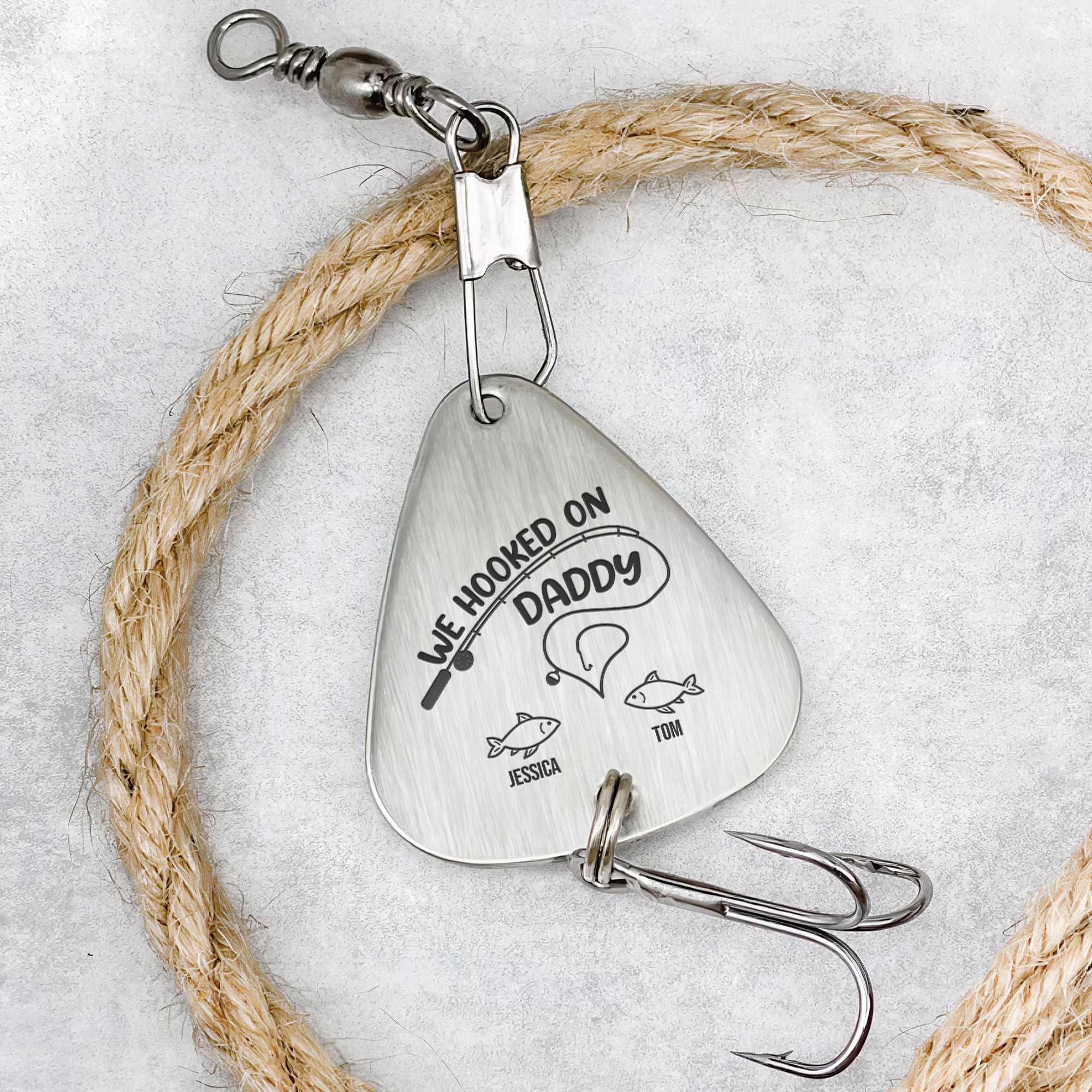 Hooked On Daddy/ Dad/ Papa - Personalized Fishing Lure Keychain