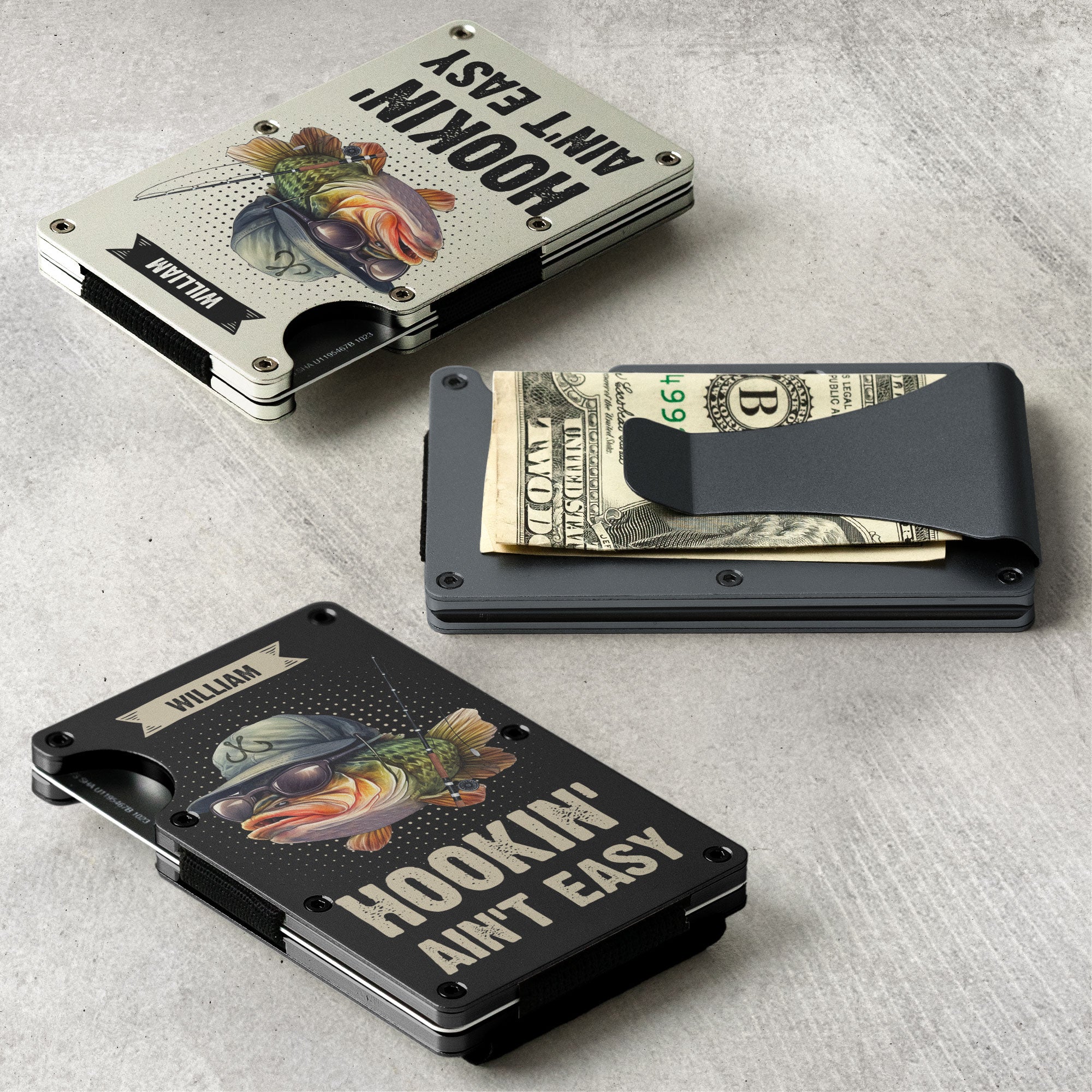 Hookin' Ain't Easy - Personalized Metal Card Holder