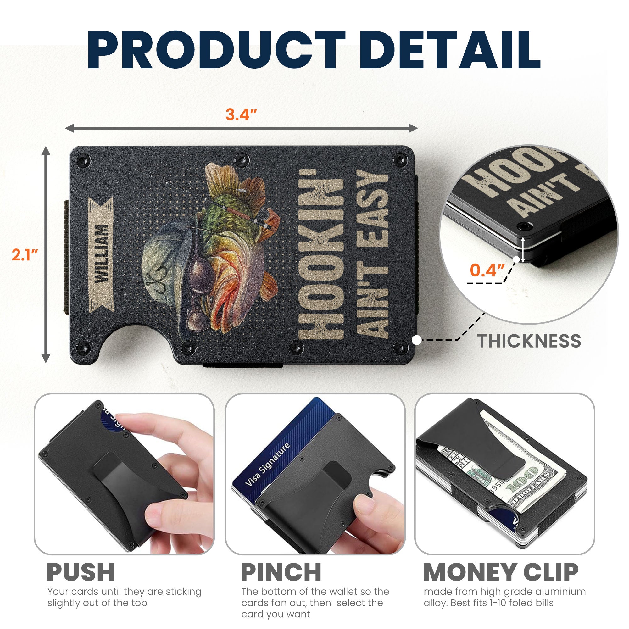 Hookin' Ain't Easy - Personalized Metal Card Holder