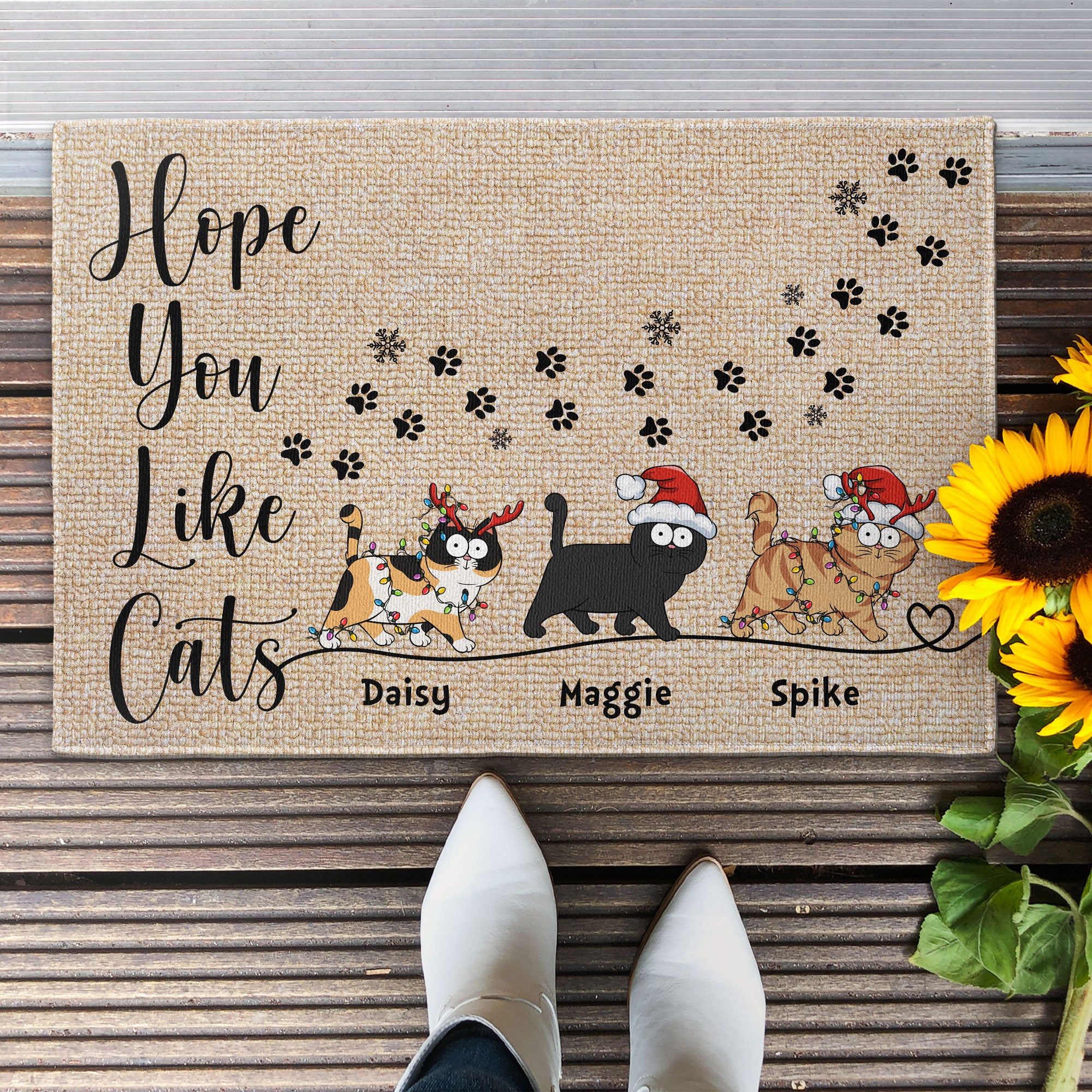 Hope You Like Cats Christmas Decor - Personalized Doormat