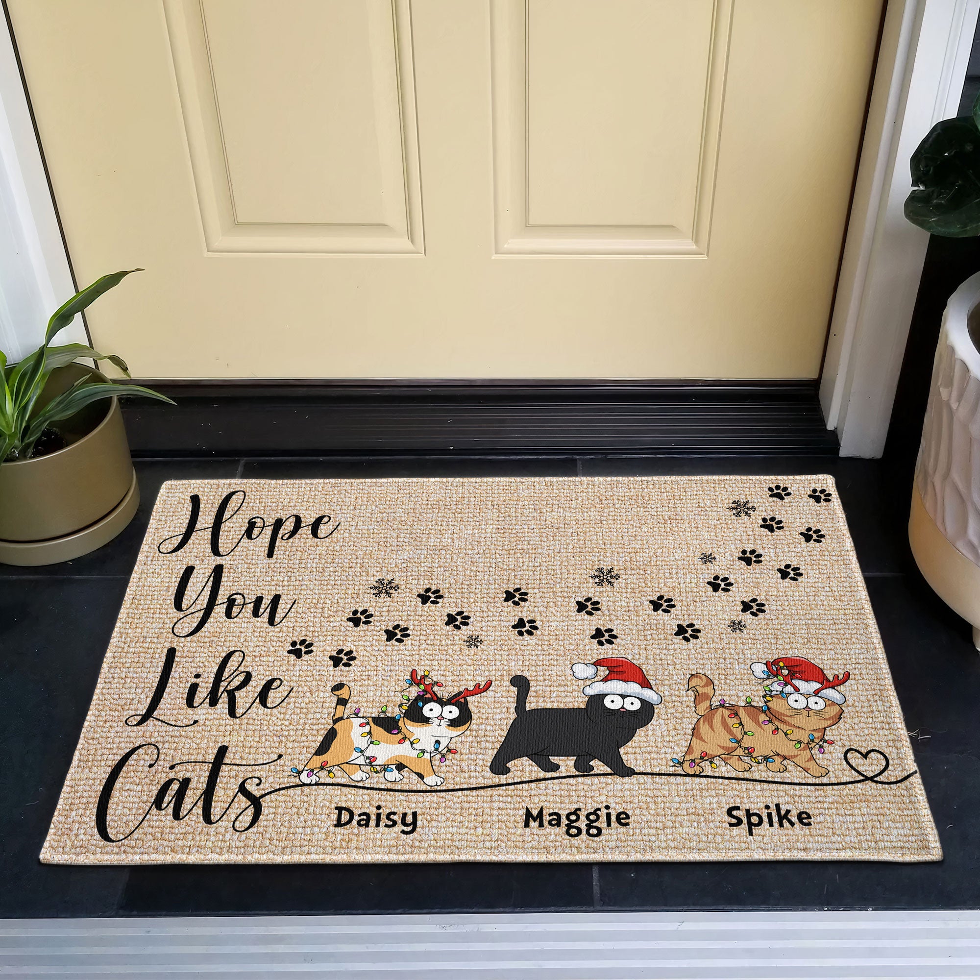 Hope You Like Cats Christmas Decor - Personalized Doormat