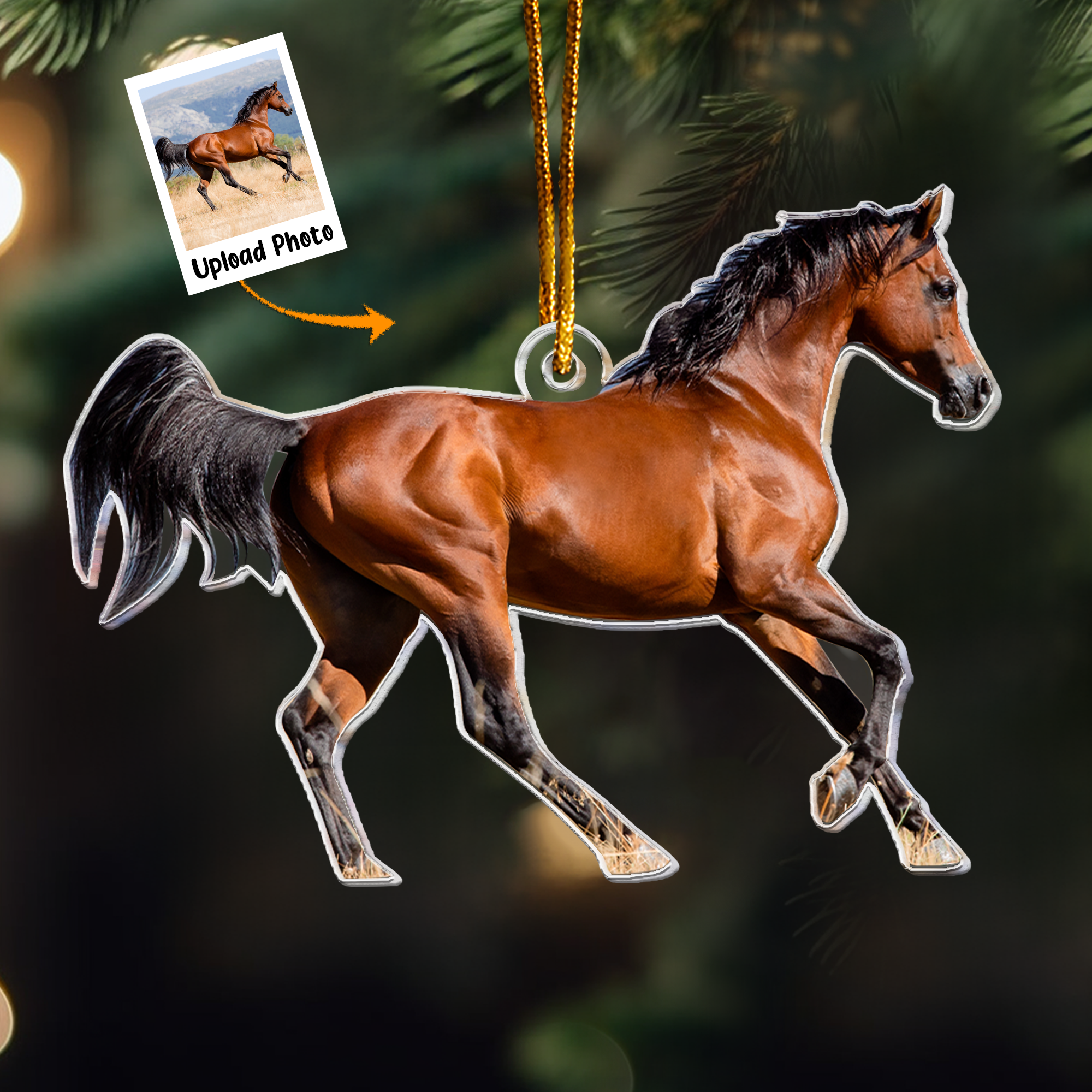 Horse Ornament Equine Arabian Friesian - Personalized Acrylic Photo Ornament