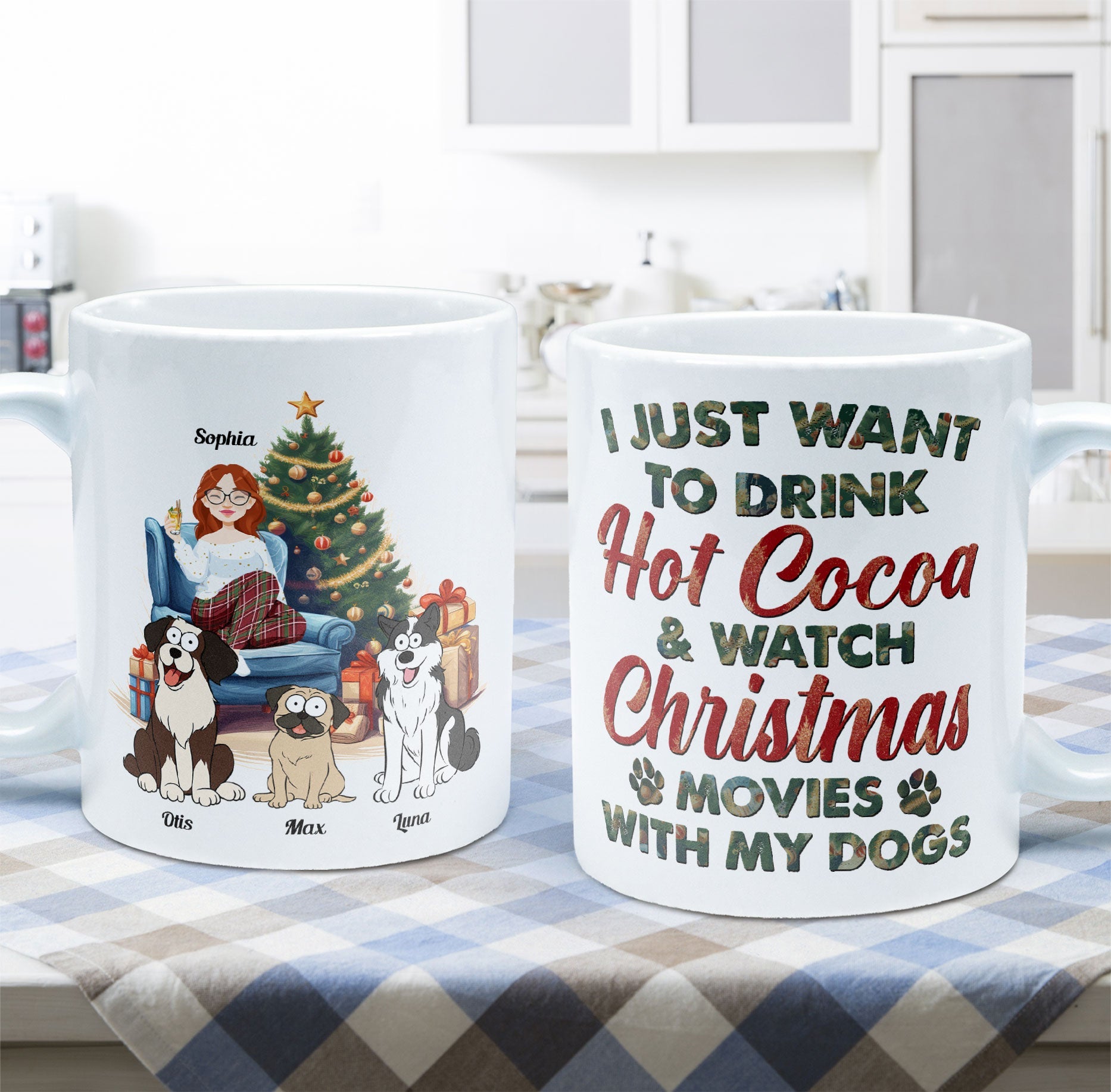 Hot Cocoa, Christmas Movies & My Dogs - Personalized Mug