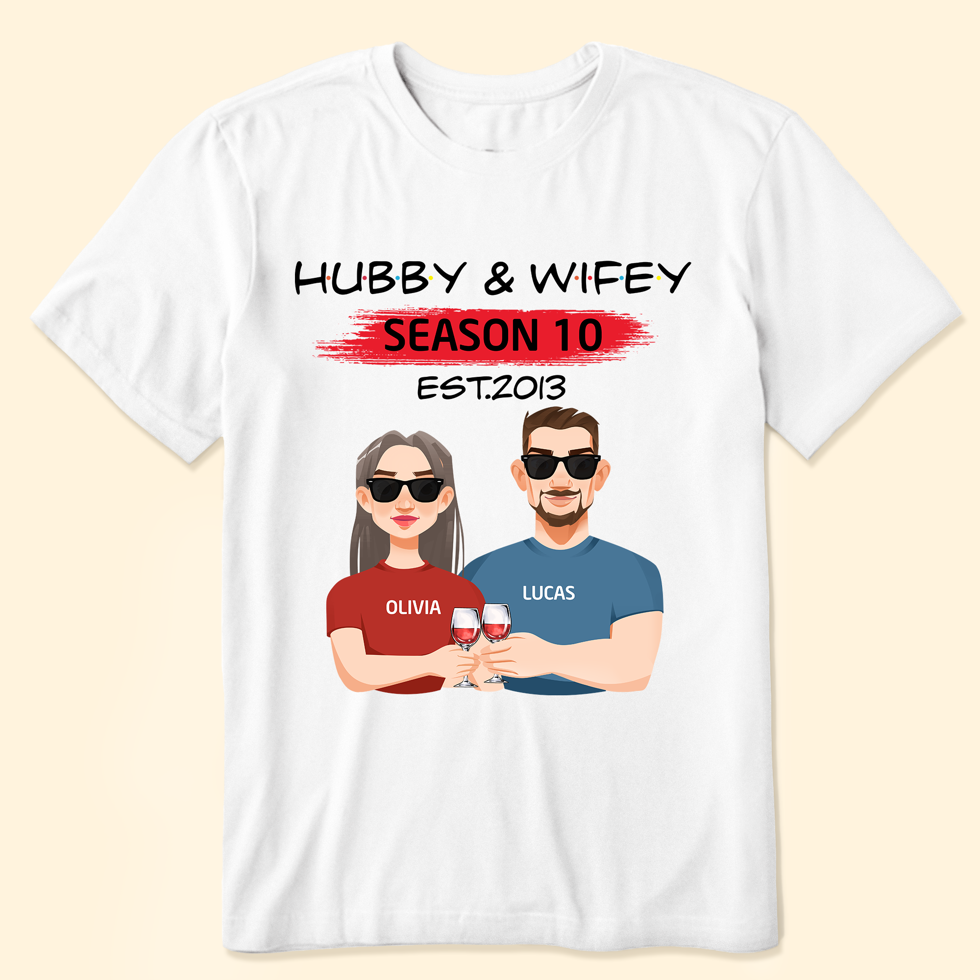 Hubby & Wifey - Personalized Matching Couple Shirts - Ver 2