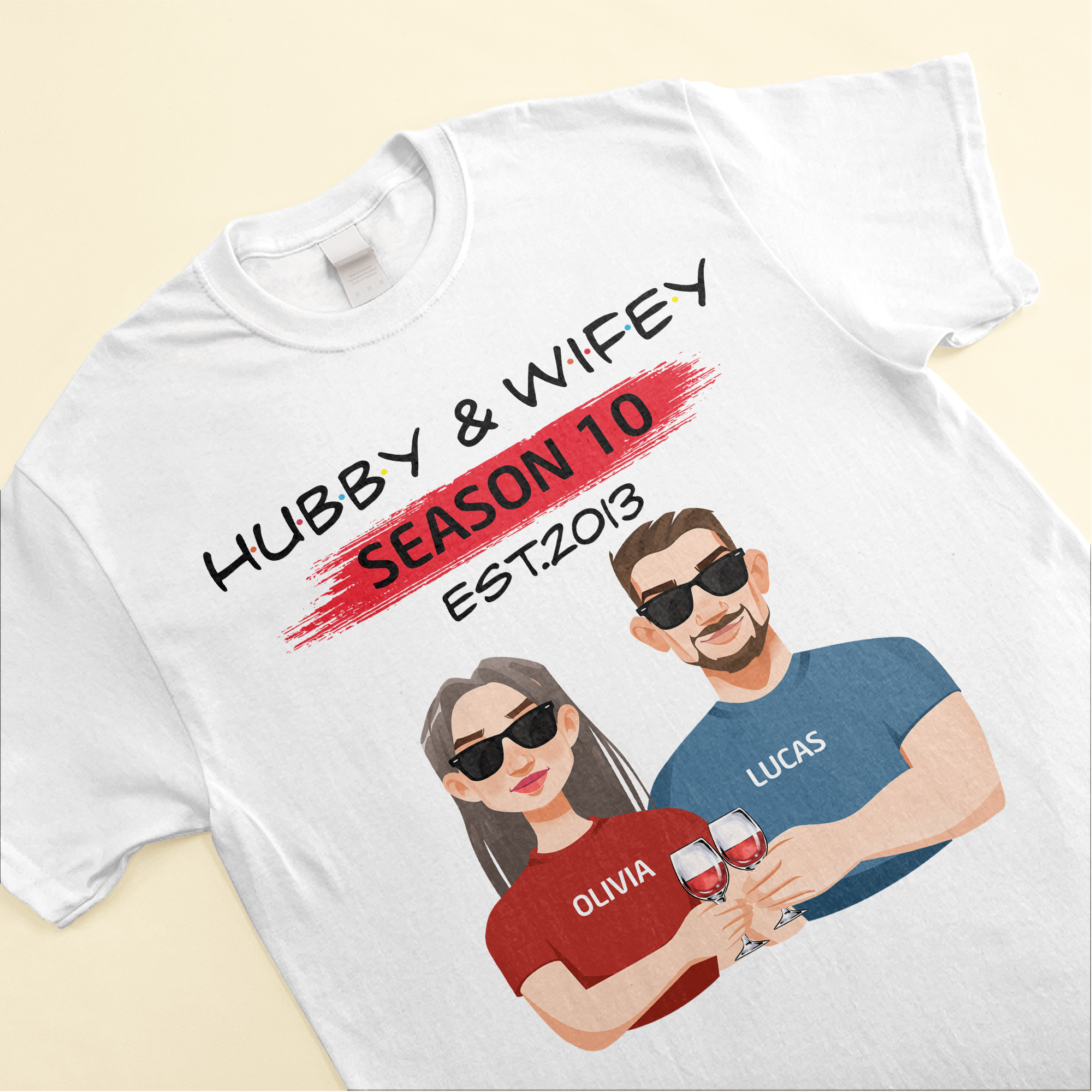 Hubby & Wifey - Personalized Matching Couple Shirts - Ver 2