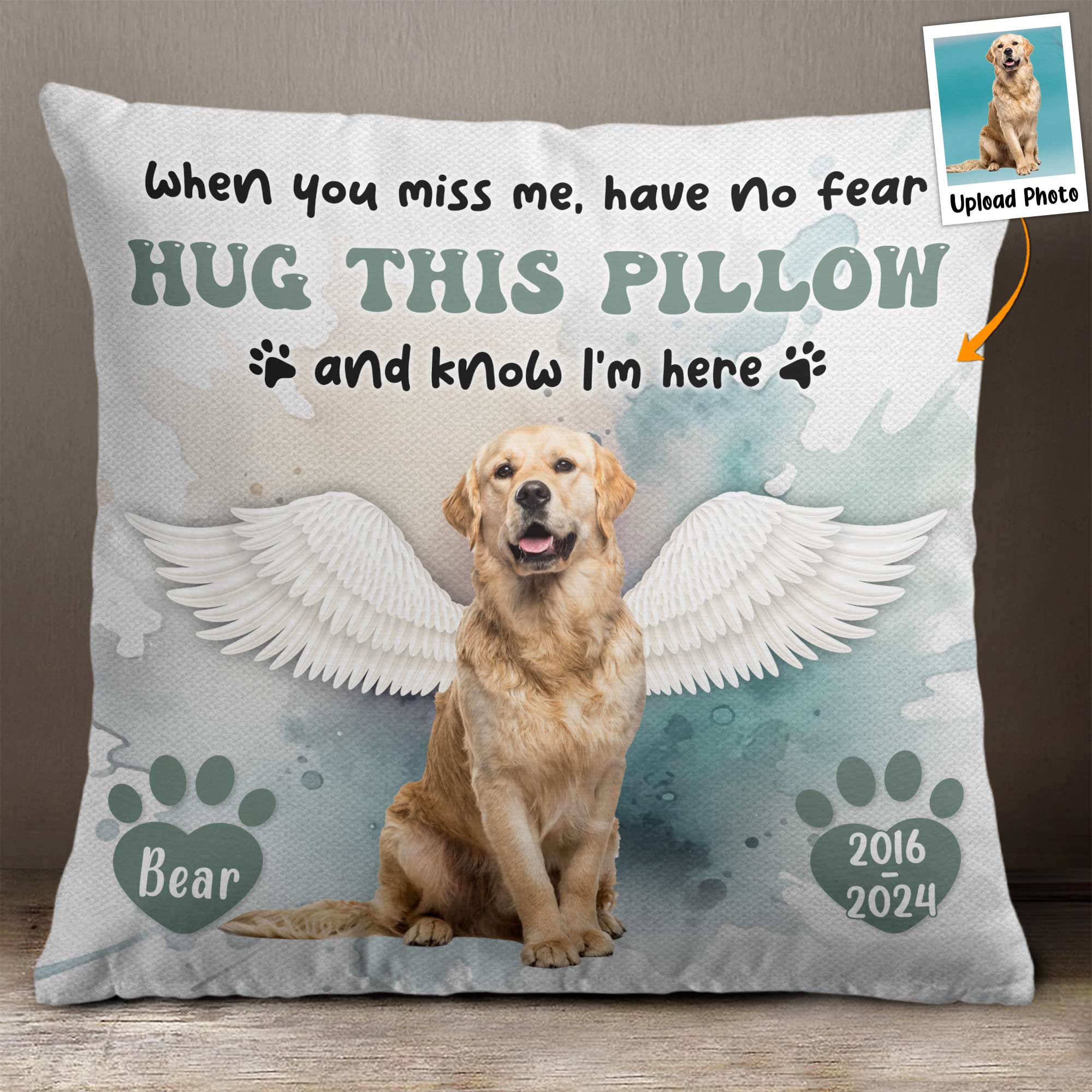 Hug This & Know I'm Here - Personalized Photo Pillow (Insert Included)