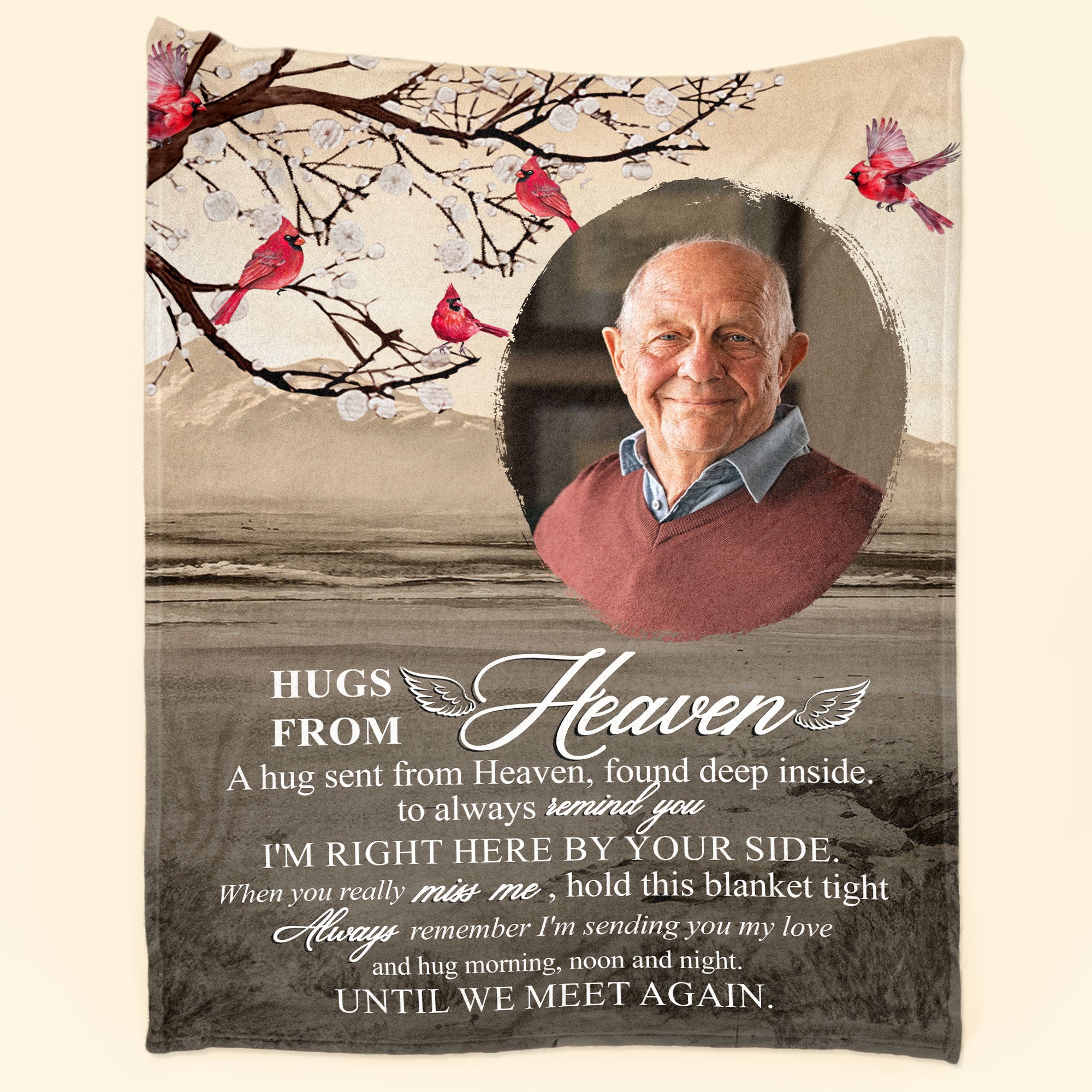 Hugs From Heaven Until We Meet Again - Personalized Photo Blanket