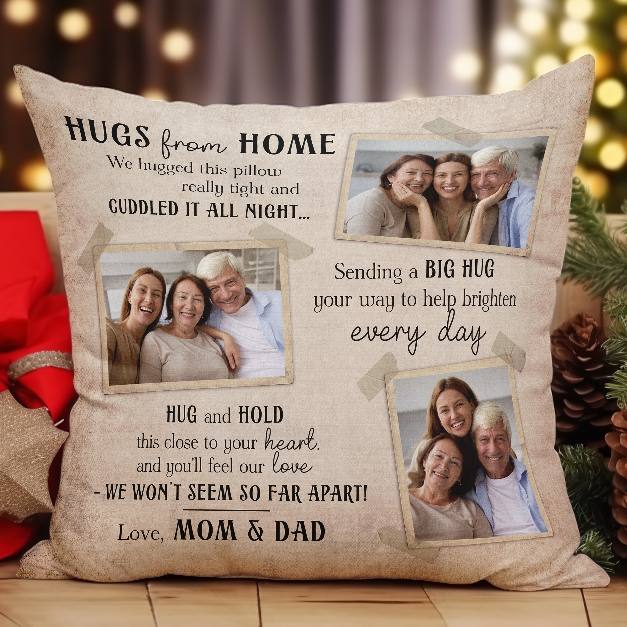 Hugs From Home - Personalized Photo Pillow (Insert Included)