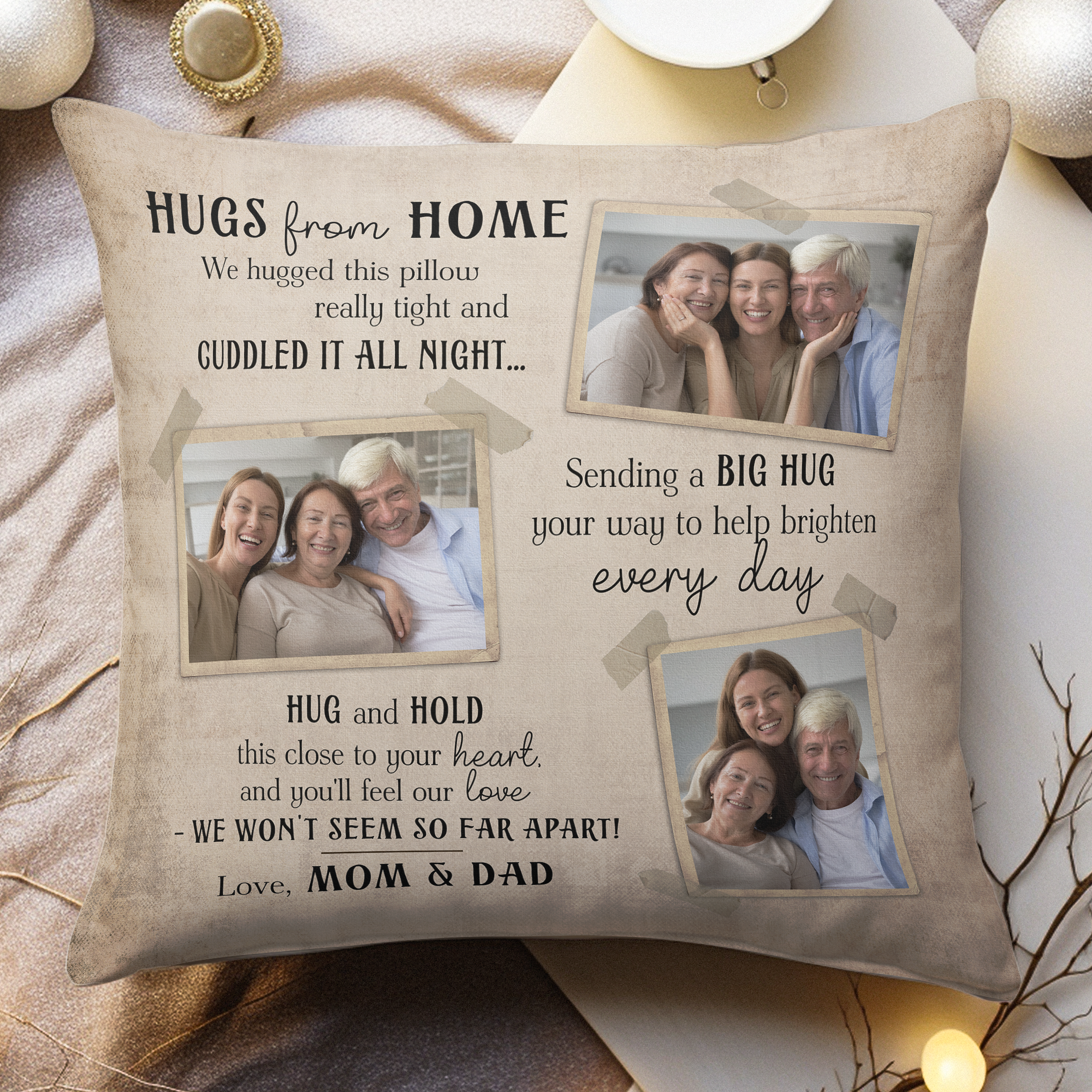 Hugs From Home - Personalized Photo Pillow (Insert Included)